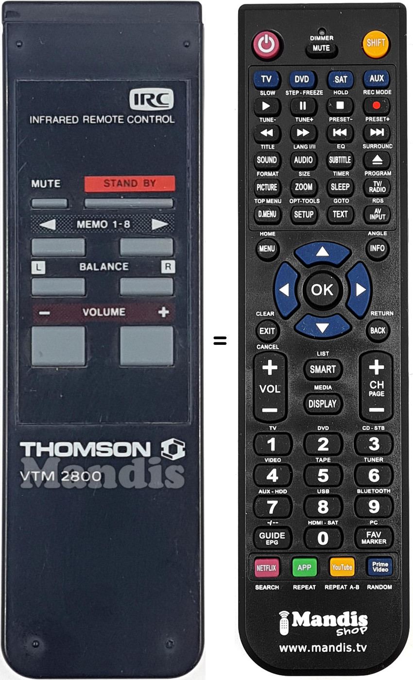 Mando a distancia equivalente VTM2800