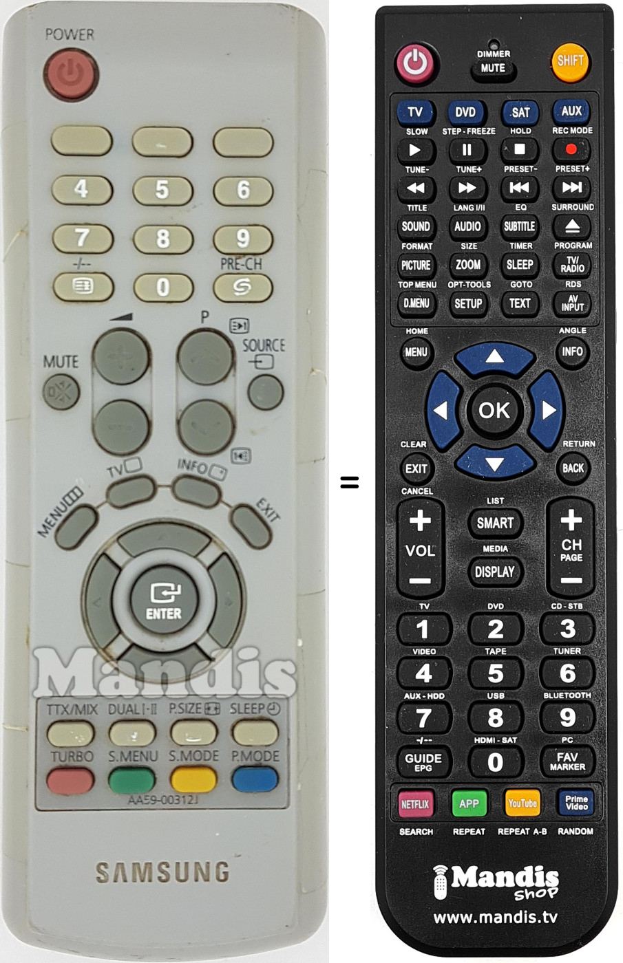Mando a distancia equivalente Samsung AA59-00312J