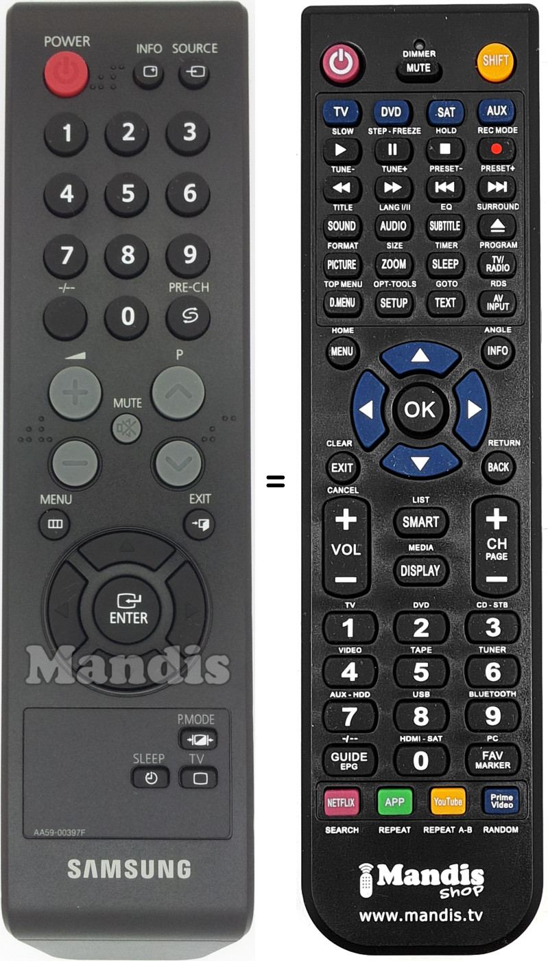 Mando a distancia equivalente AA59-00397F
