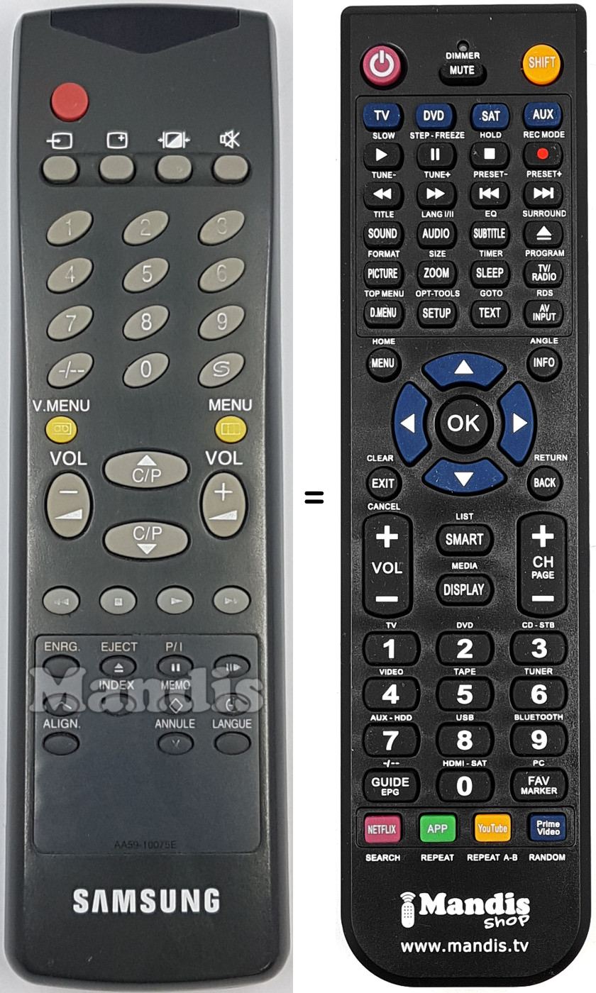 Mando a distancia equivalente AA59-10075E