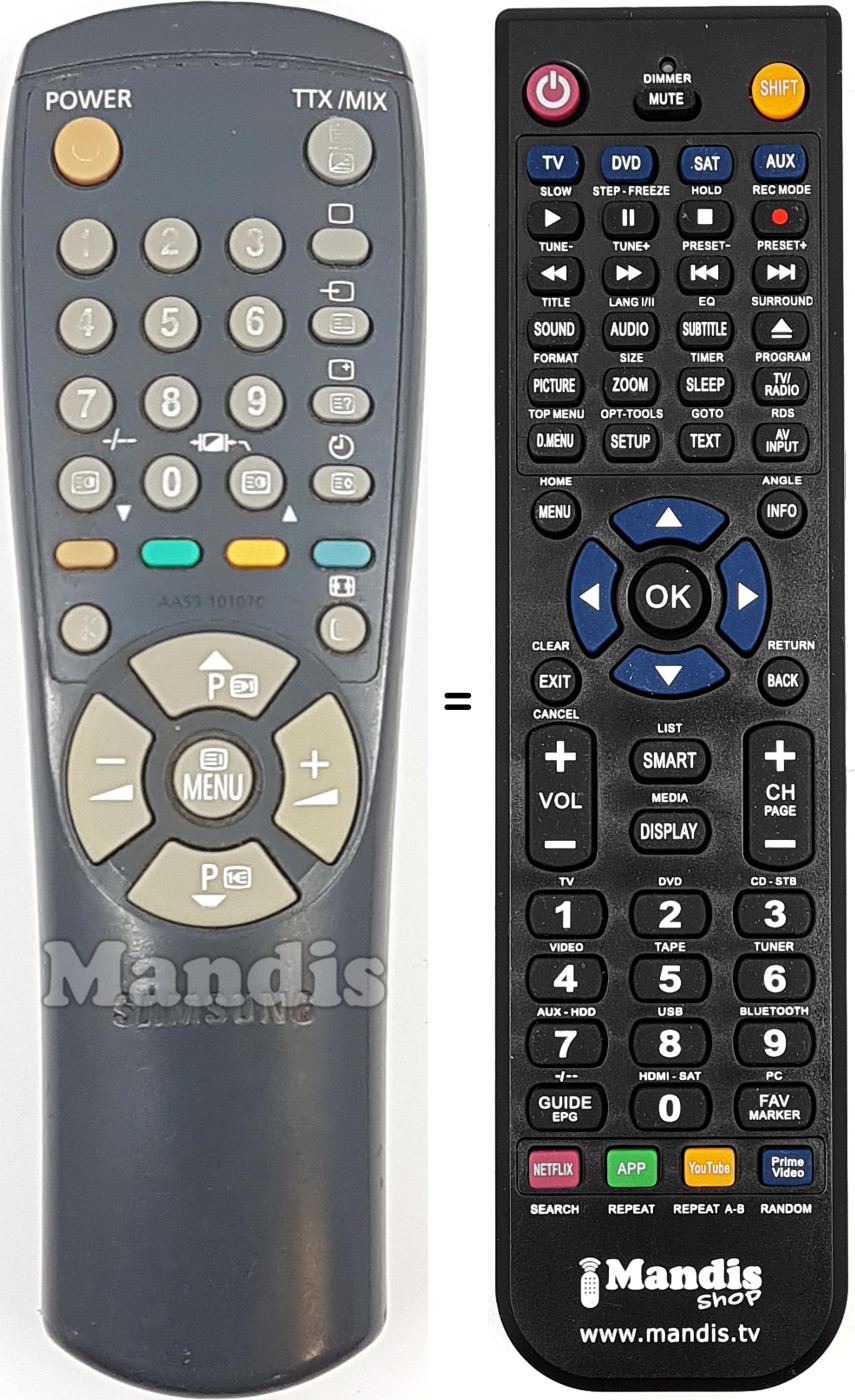 Mando a distancia equivalente AA59-10107C