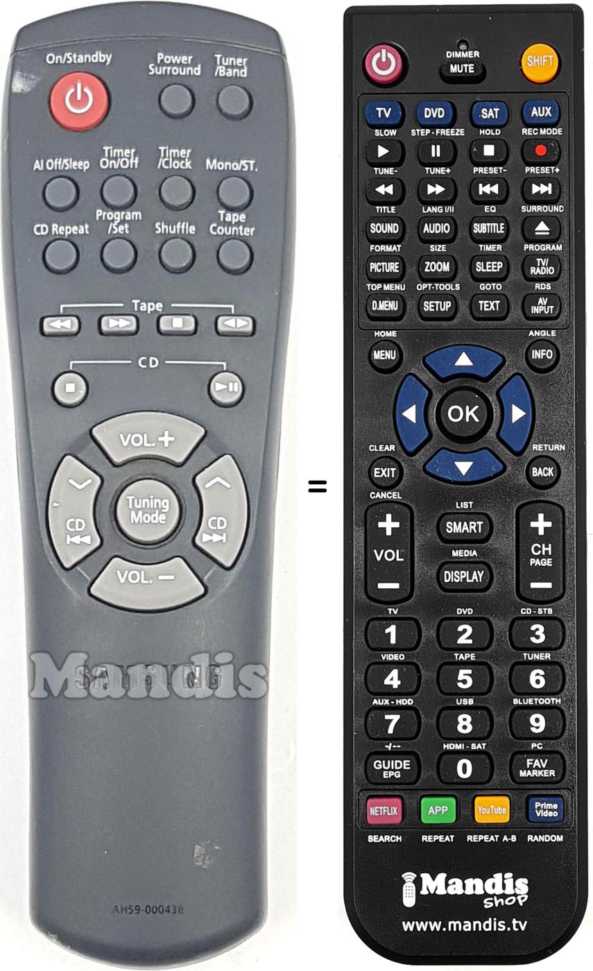 Mando a distancia equivalente AH59-000438