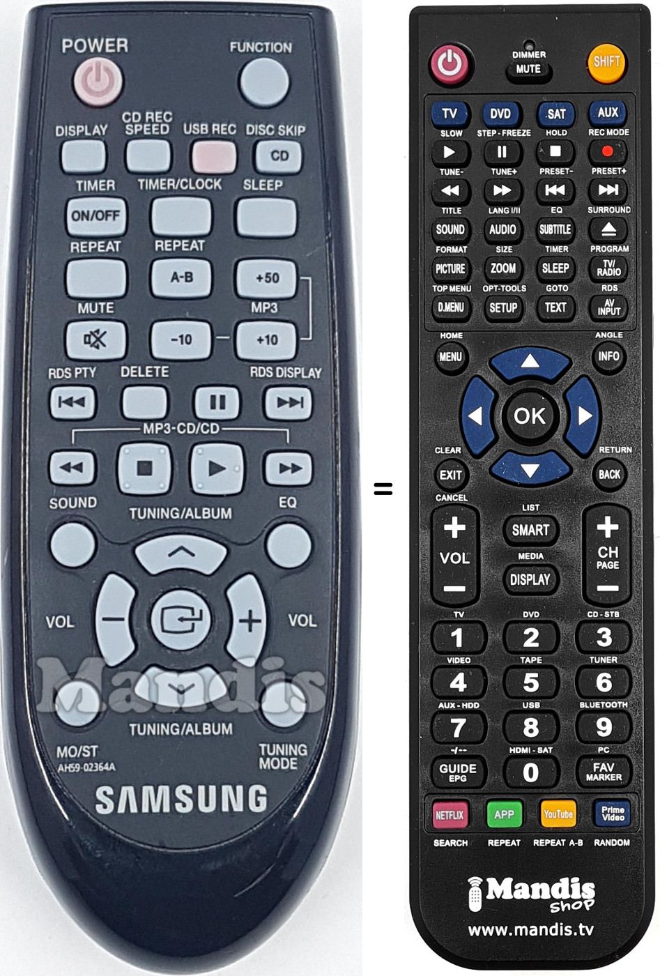 Mando a distancia equivalente AH59-02364A