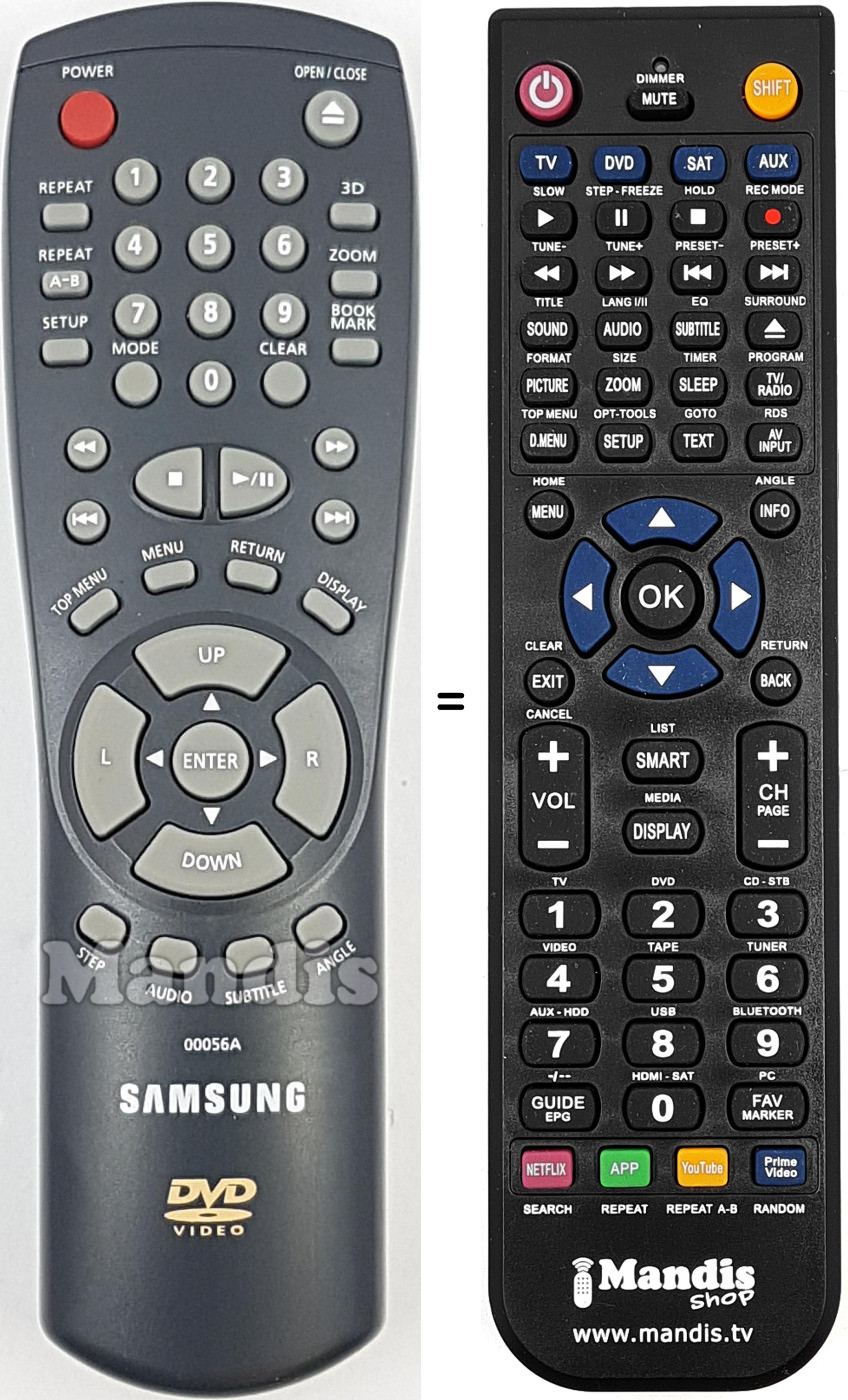 Mando a distancia equivalente Samsung 00056A