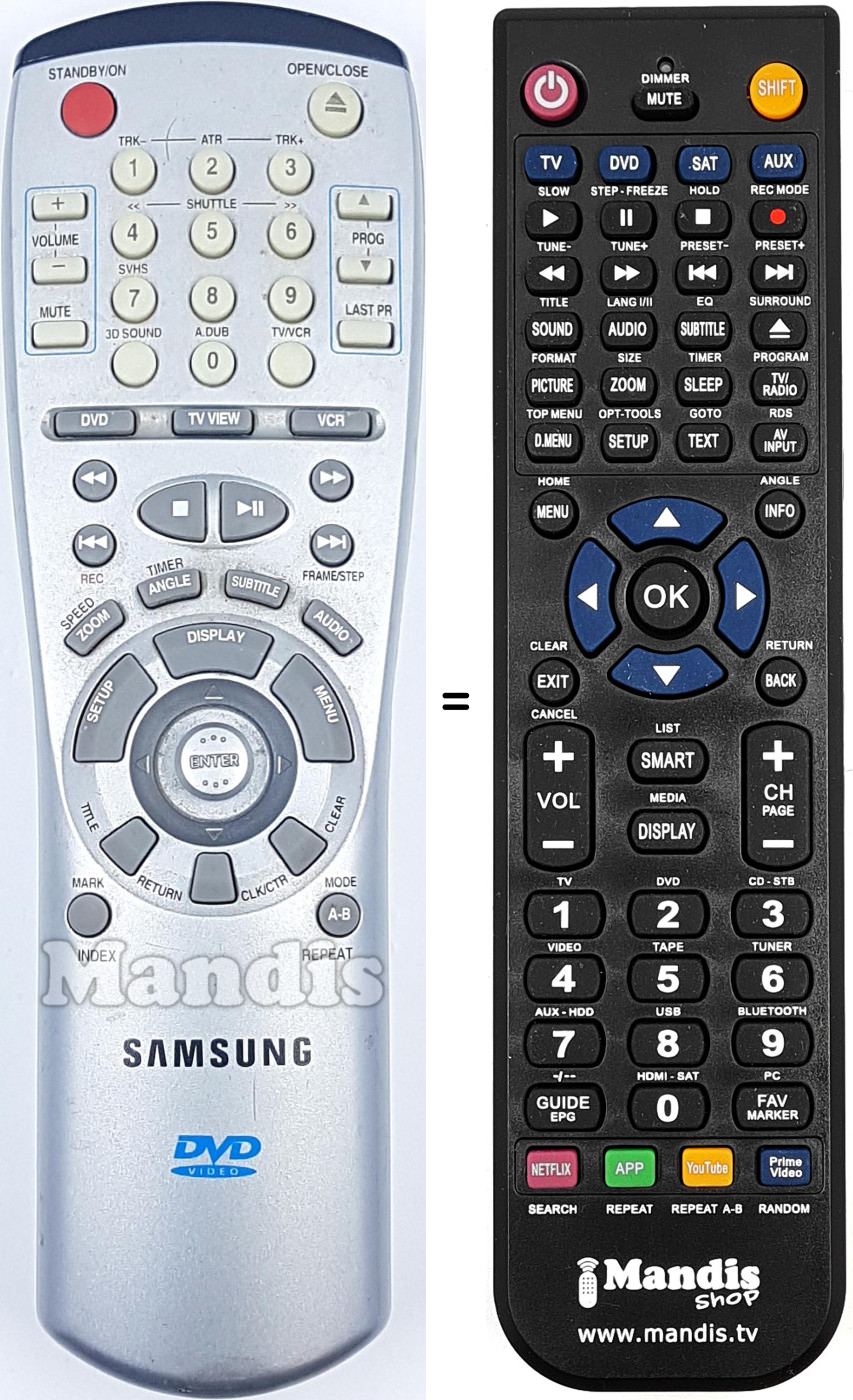 Mando a distancia equivalente AH64-50361A DVD909