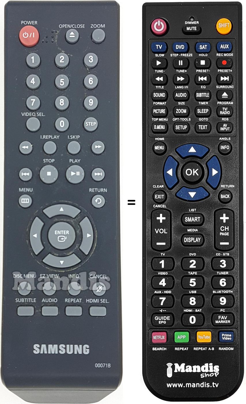 Mando a distancia equivalente Samsung AK5900071B