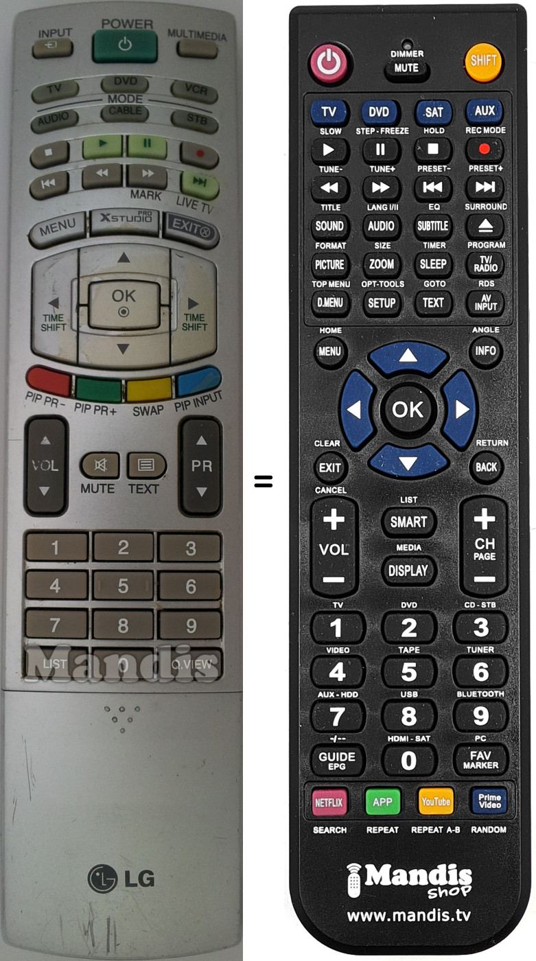 Mando a distancia equivalente LG AKB 30588001