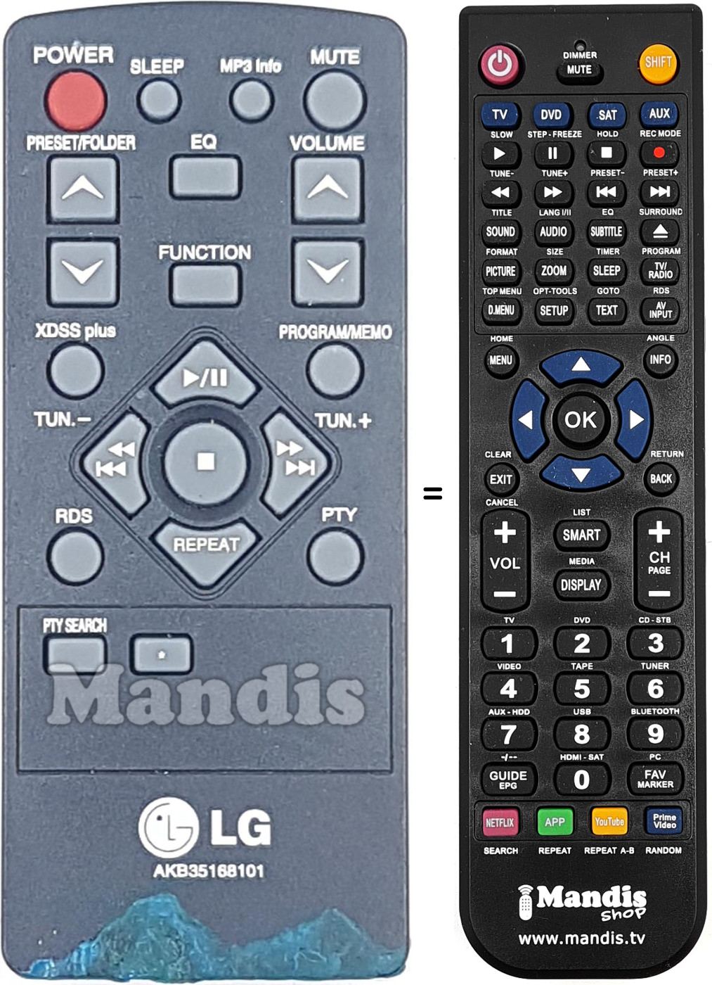 Mando a distancia equivalente AKB35168101