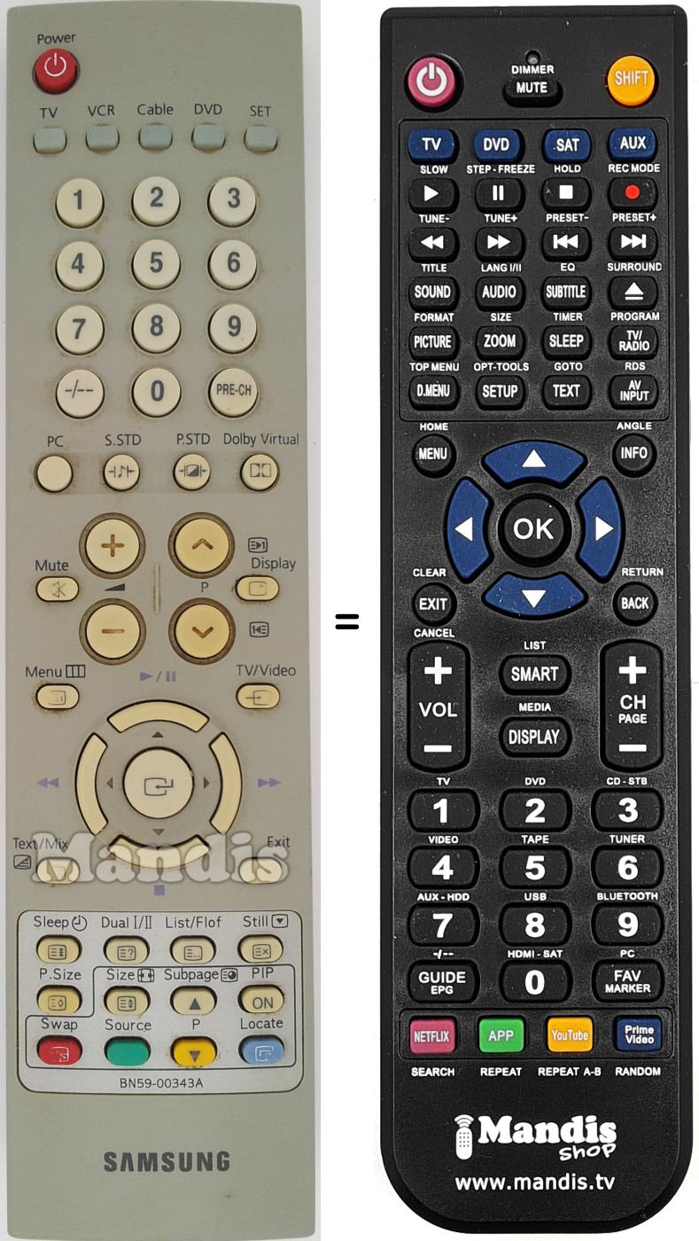 Mando a distancia equivalente Samsung BN59-00343A