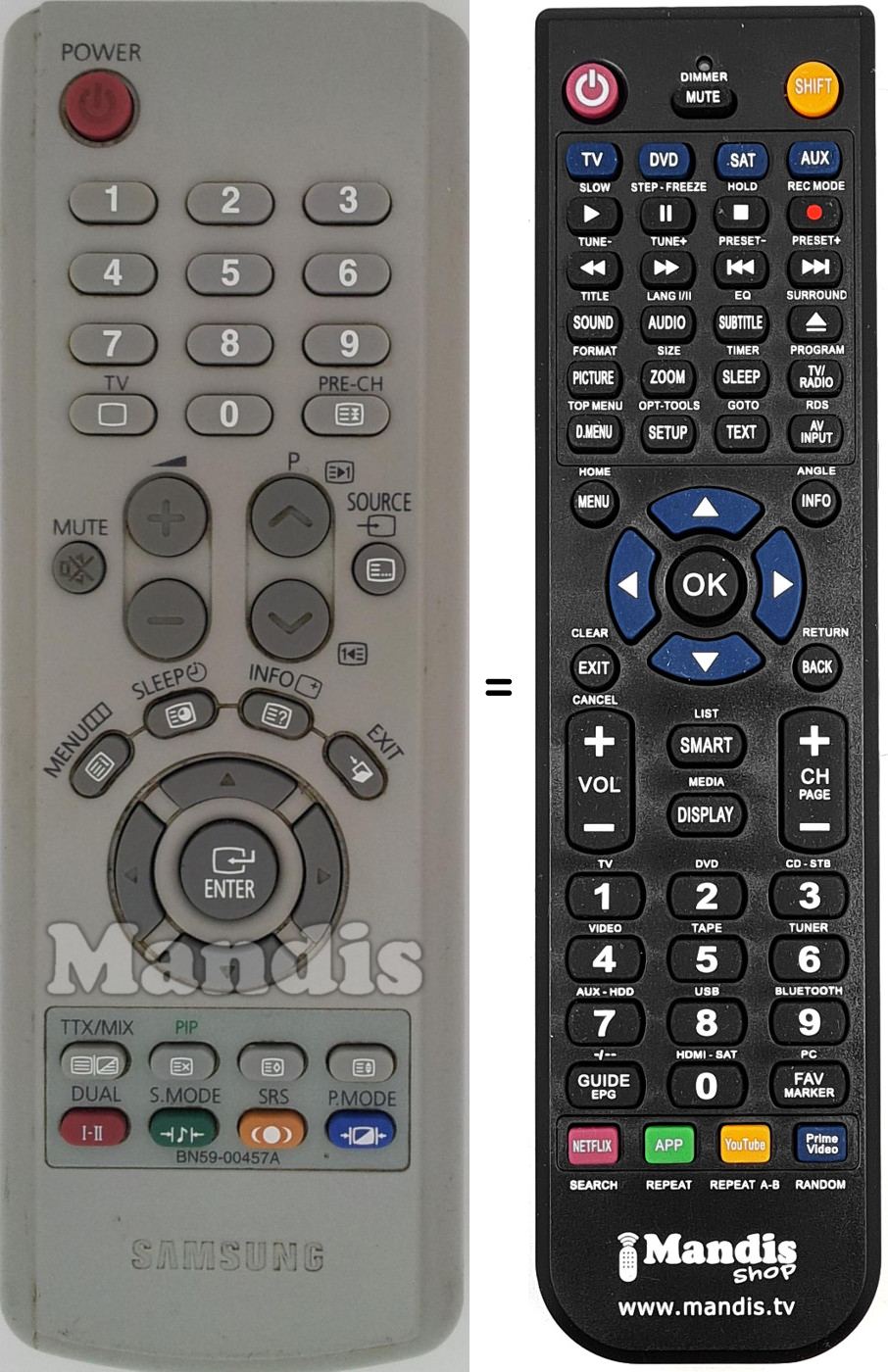 Mando a distancia equivalente Samsung BN59-00457 A