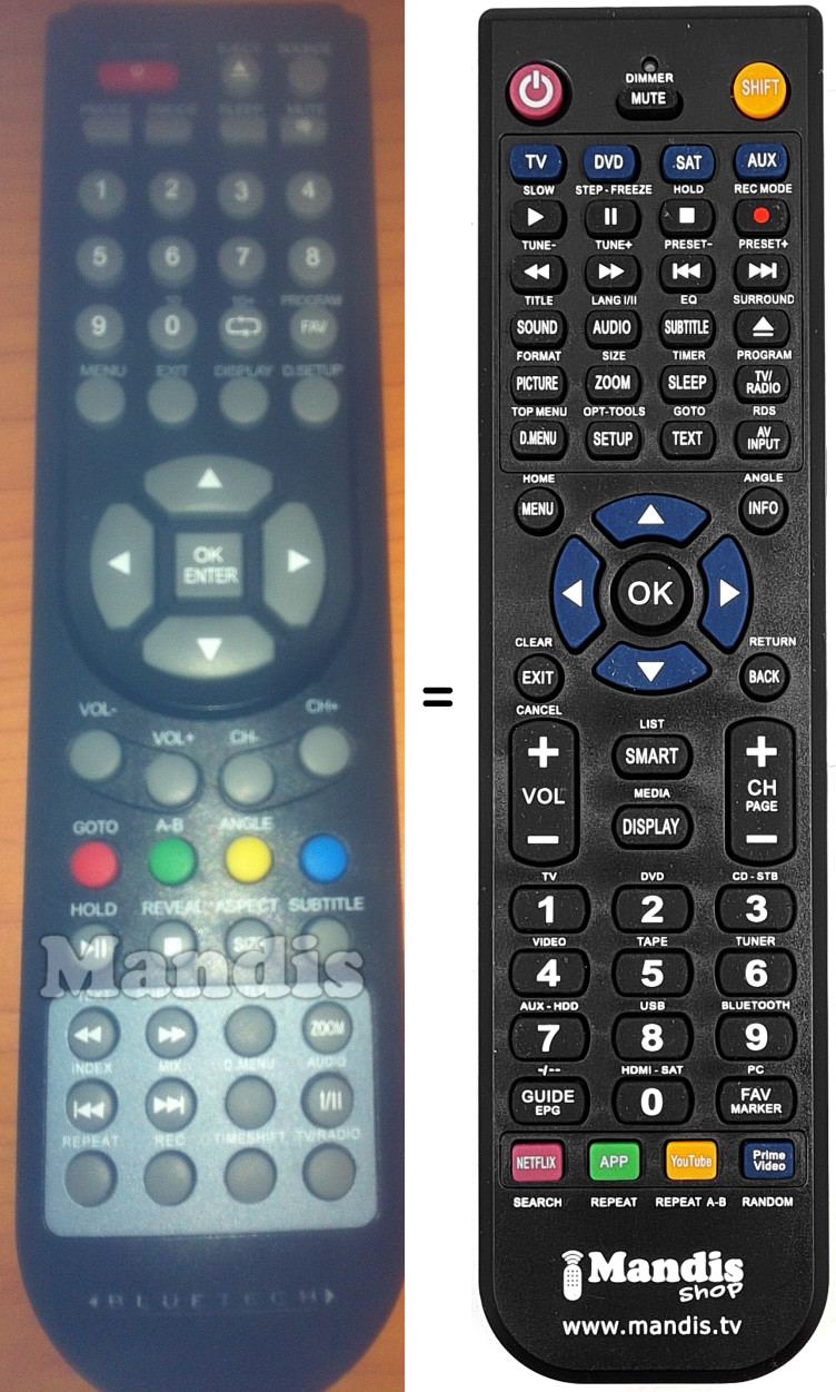 Mando a distancia equivalente TQT1910BT001DVD Mando a distancia equivalente TQT1910BT001DVD