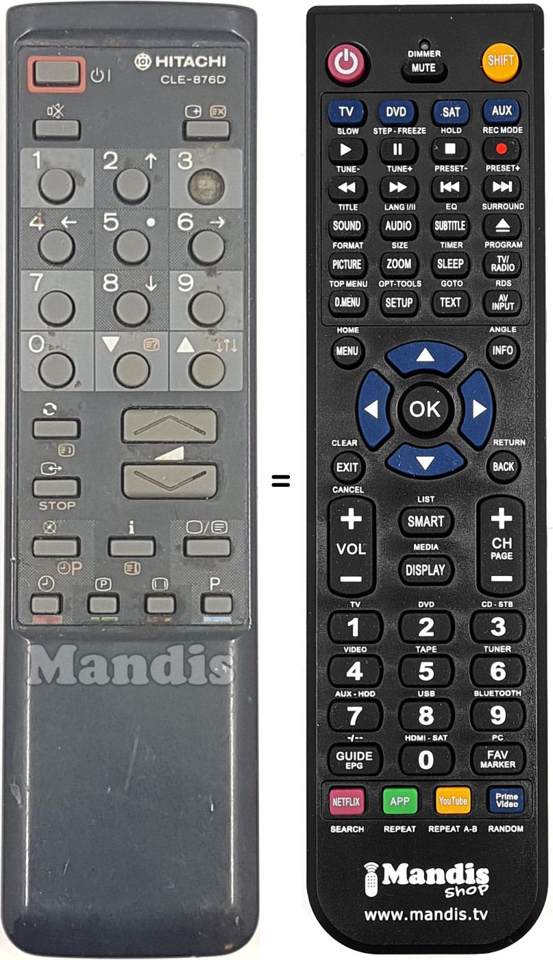 Replacement remote control CLE-876D