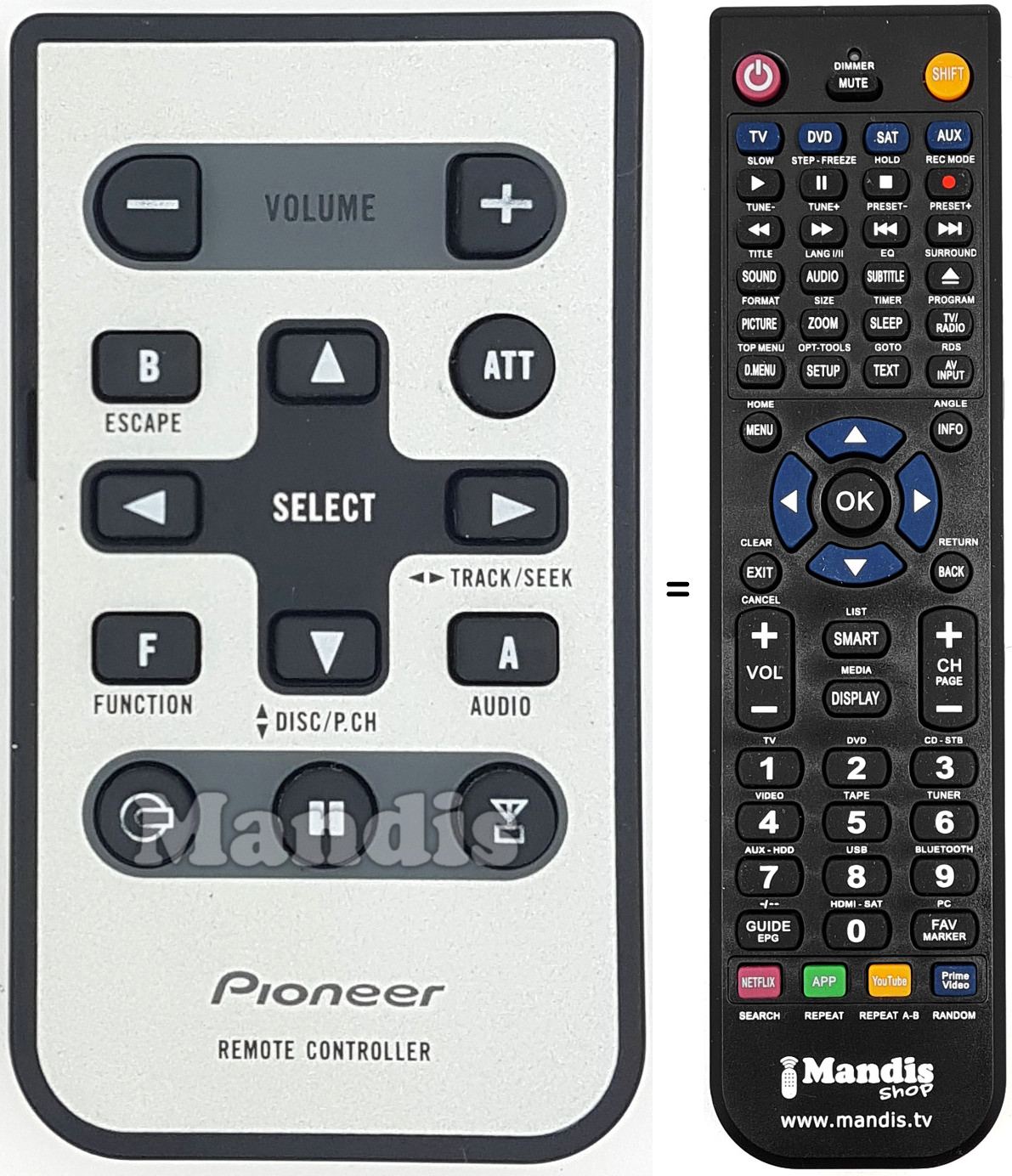 Mando a distancia equivalente Pioneer CXC3173