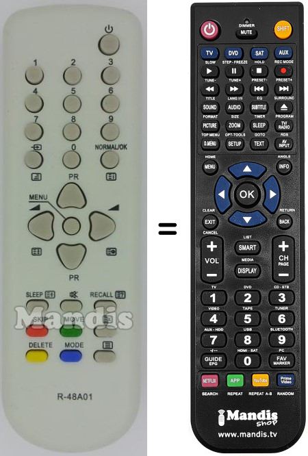 Mando a distancia equivalente Daewoo R-48 A 01