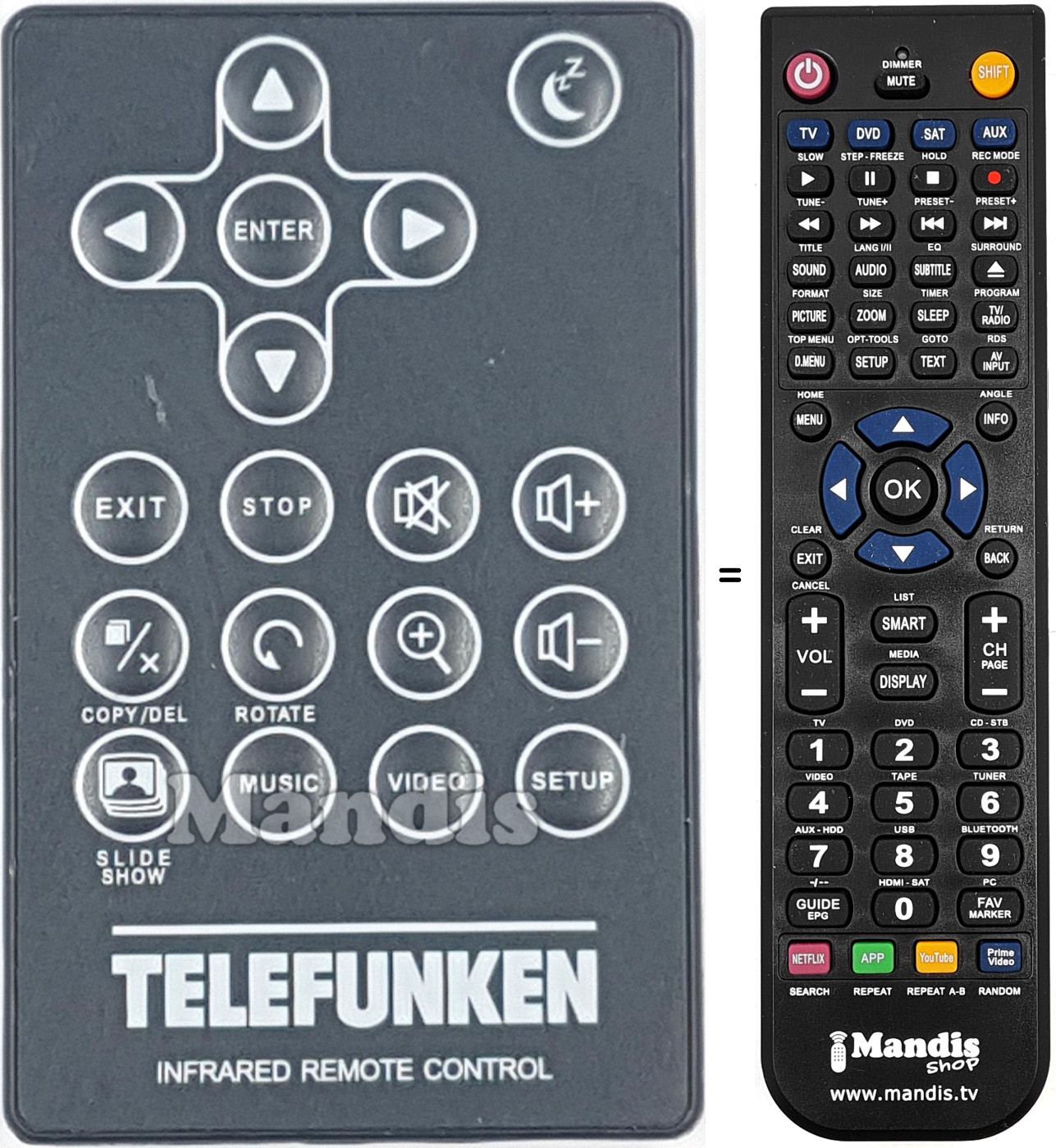 Mando a distancia equivalente Telefunken DPF10333
