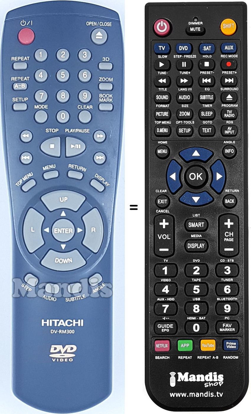 Replacement remote control Hitachi DV-RM 300