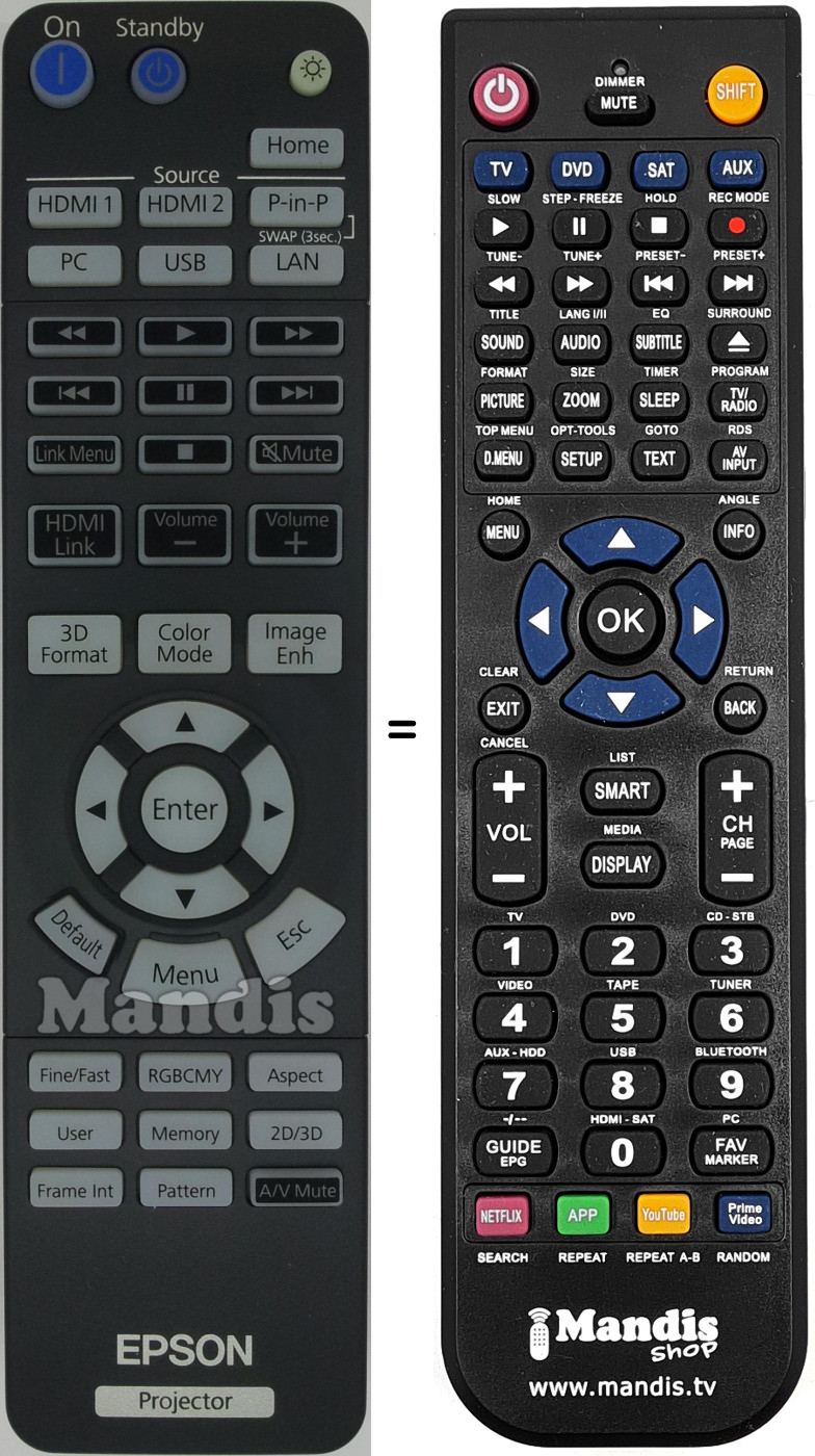 Mando a distancia equivalente Epson 2175313
