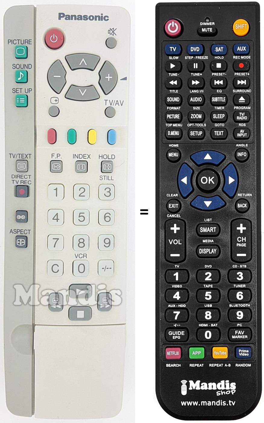Mando a distancia equivalente Panasonic EUR511212A