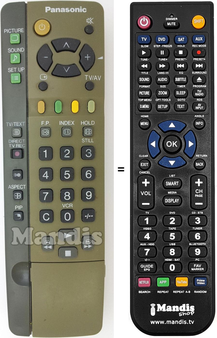 Mando a distancia equivalente Panasonic EUR511220