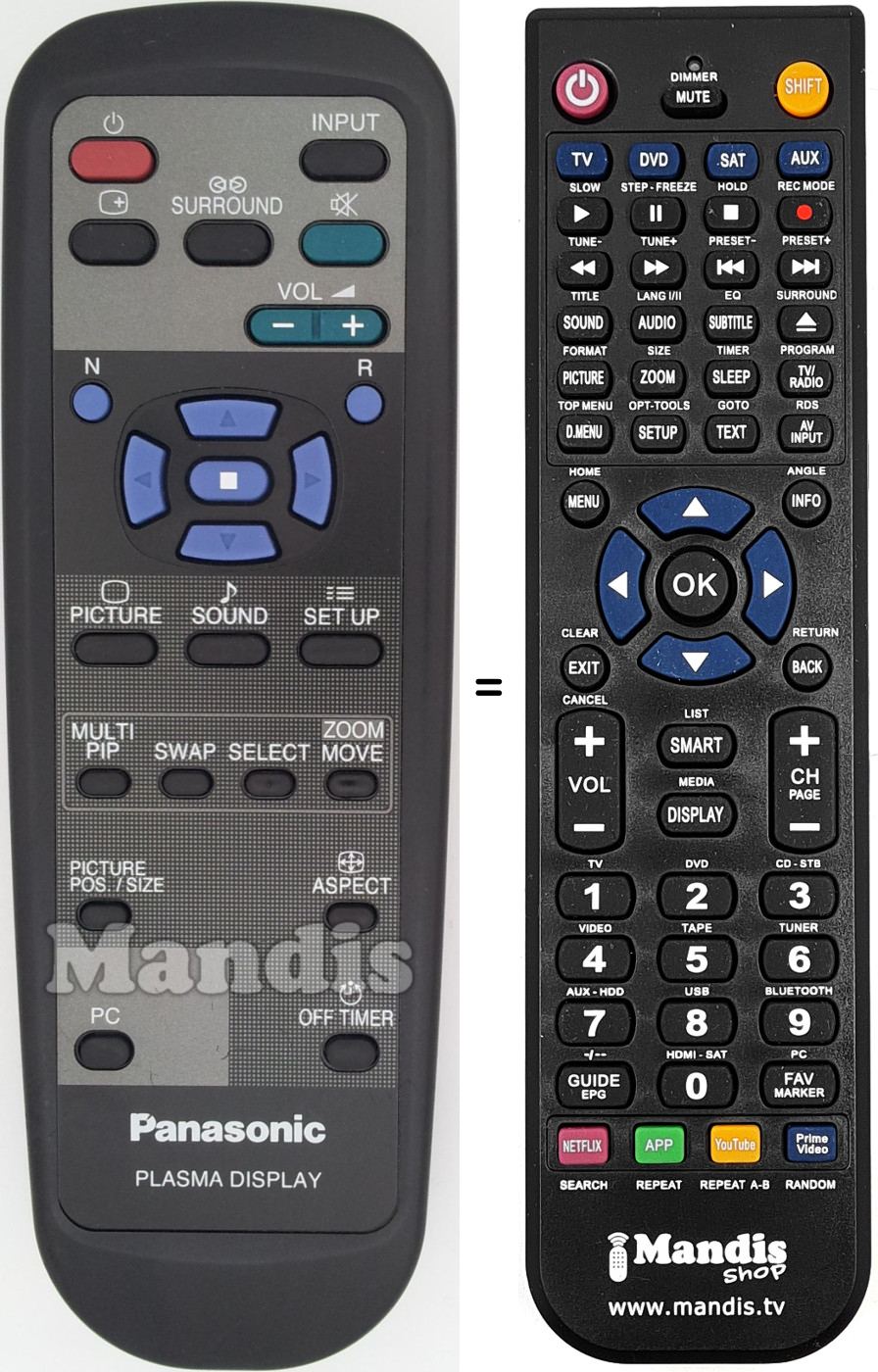Mando a distancia equivalente Panasonic EUR646529