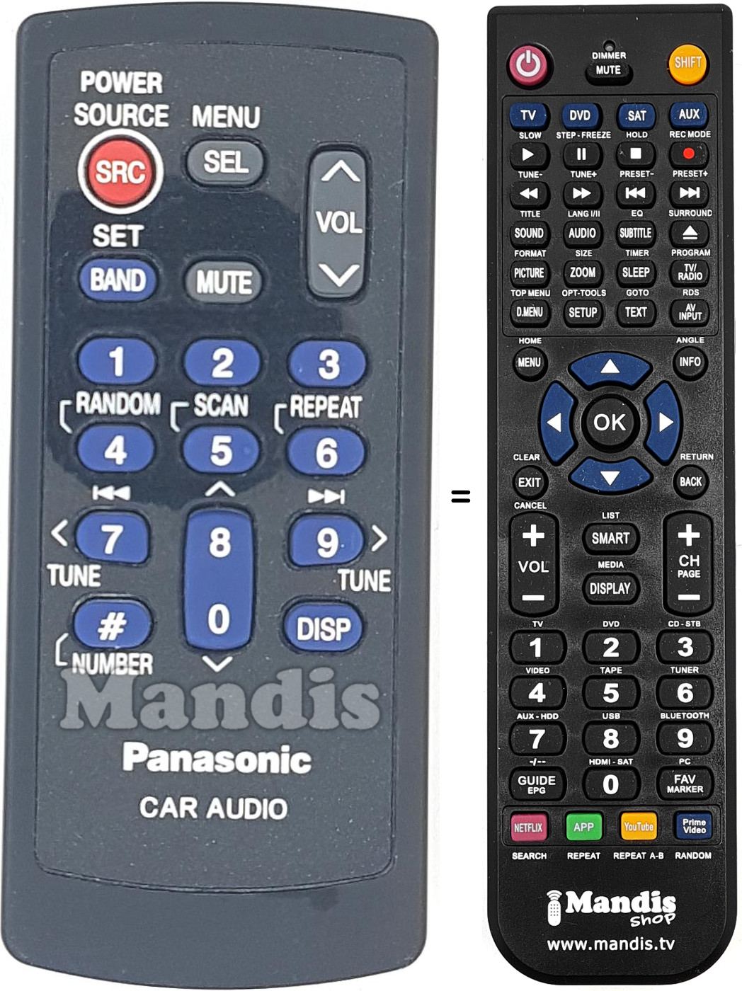 Mando a distancia equivalente Panasonic EUR7641010