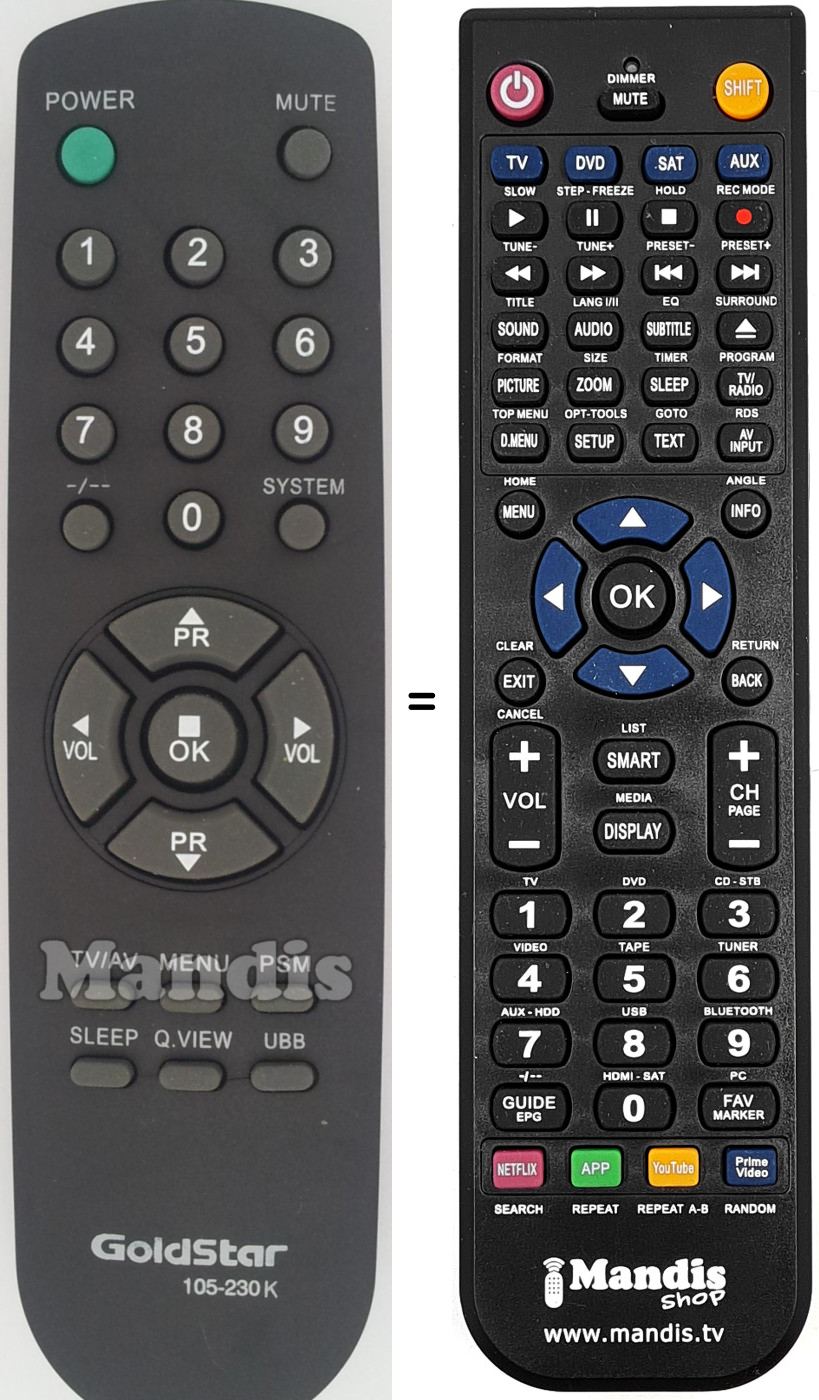 Mando a distancia equivalente 105-230K