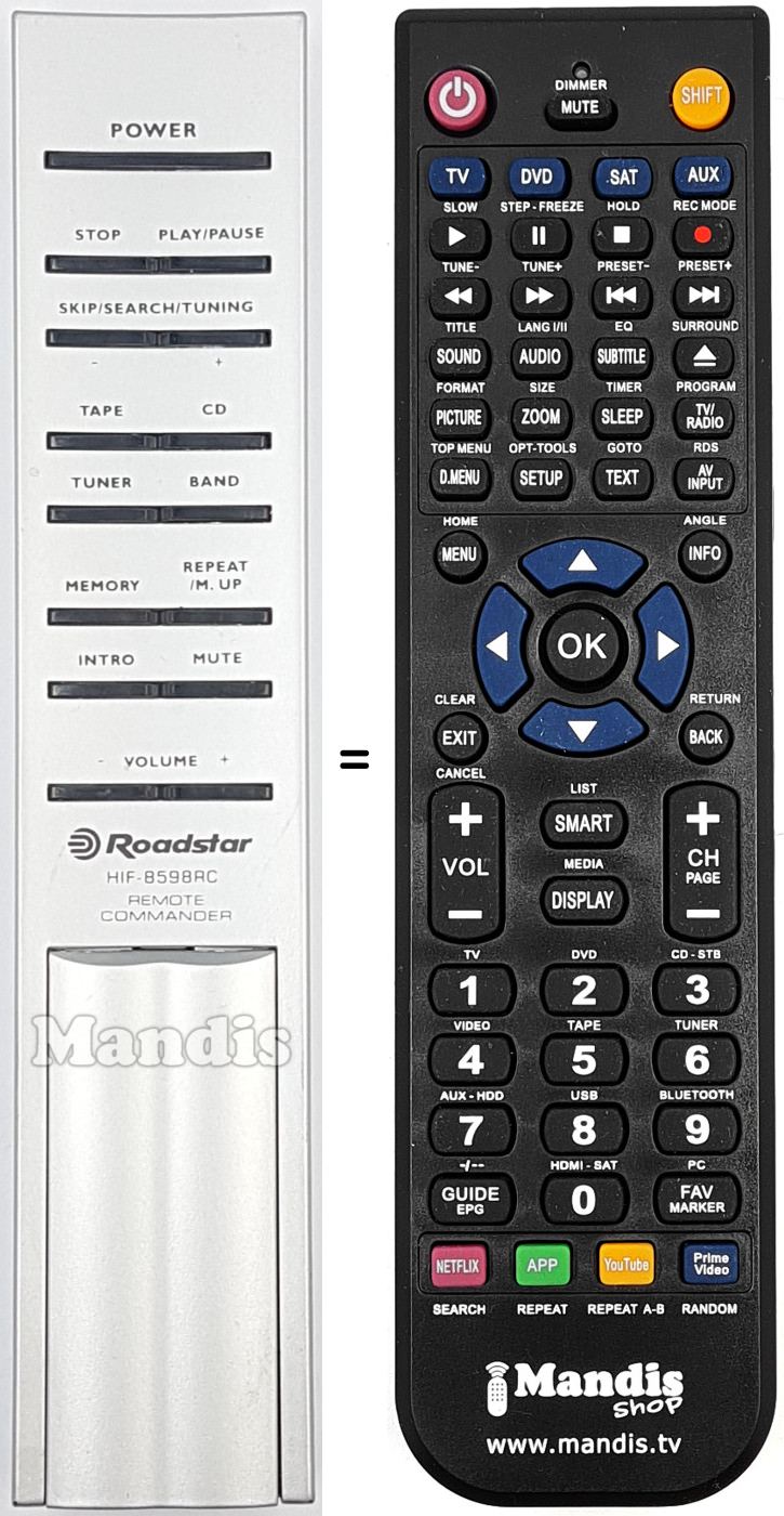 Replacement remote control HIF-8598RC