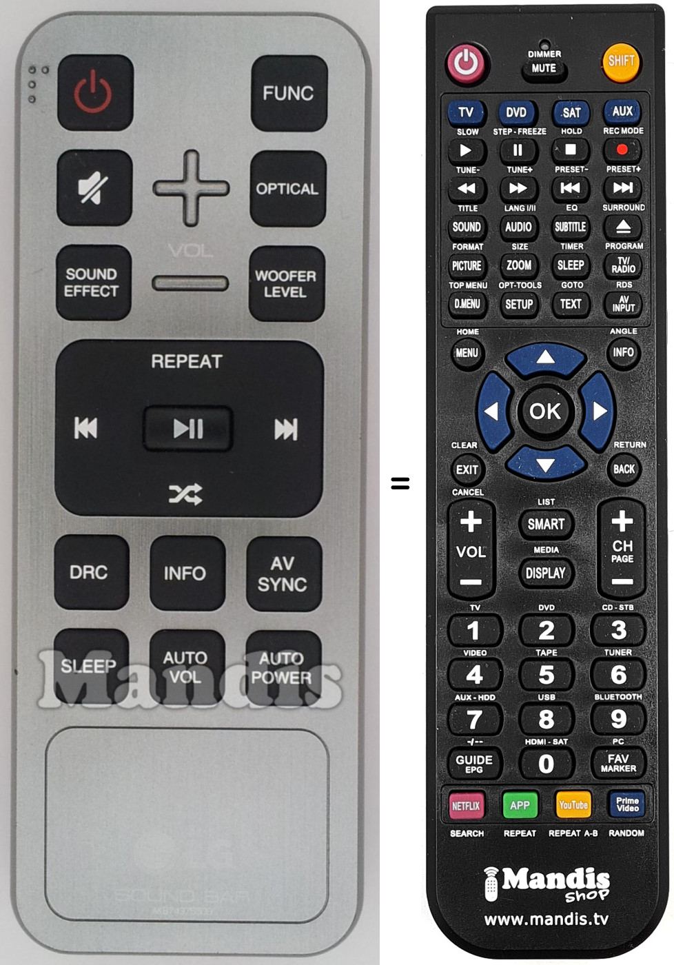 Mando a distancia equivalente AKB74375509