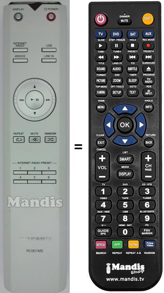 Télécommande équivalente RC001MS