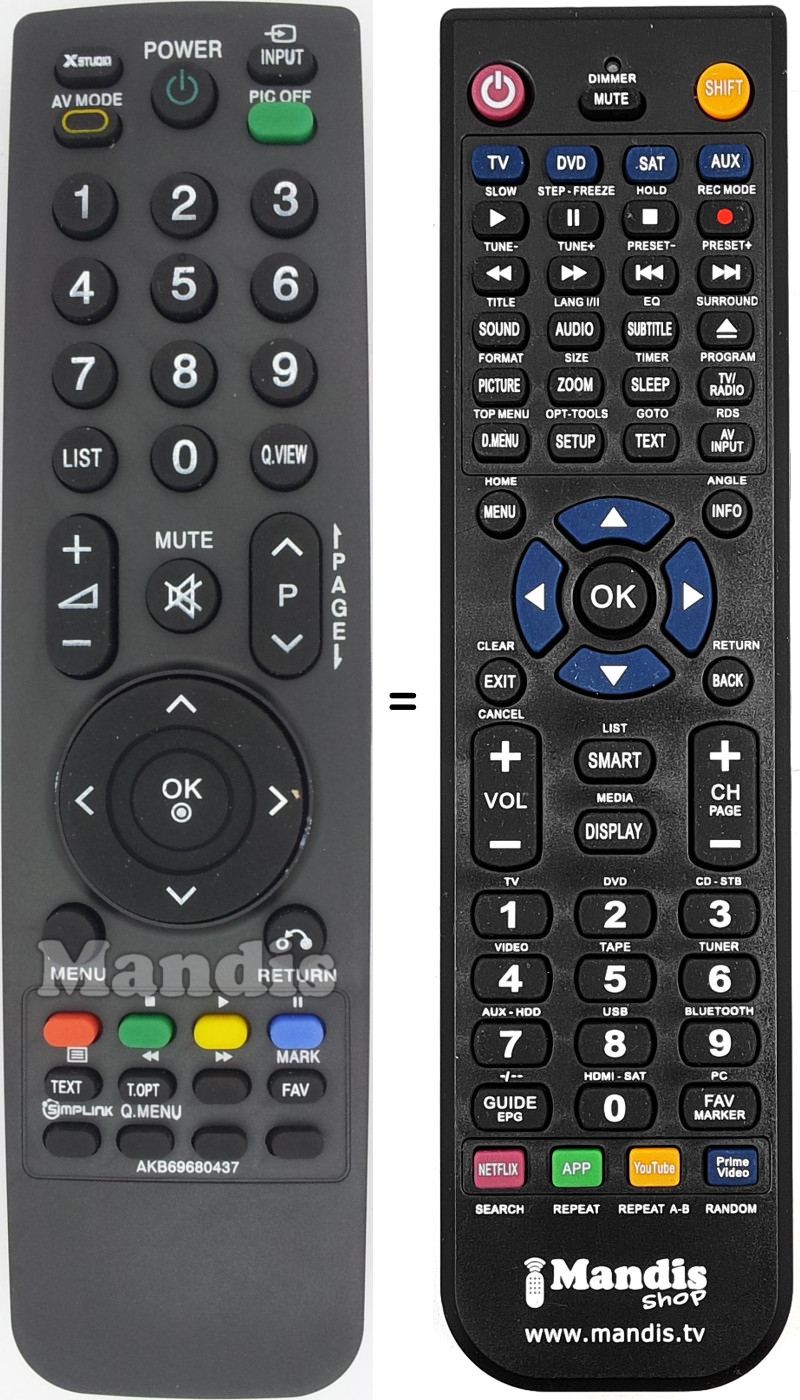 Mando a distancia equivalente AKB69680437