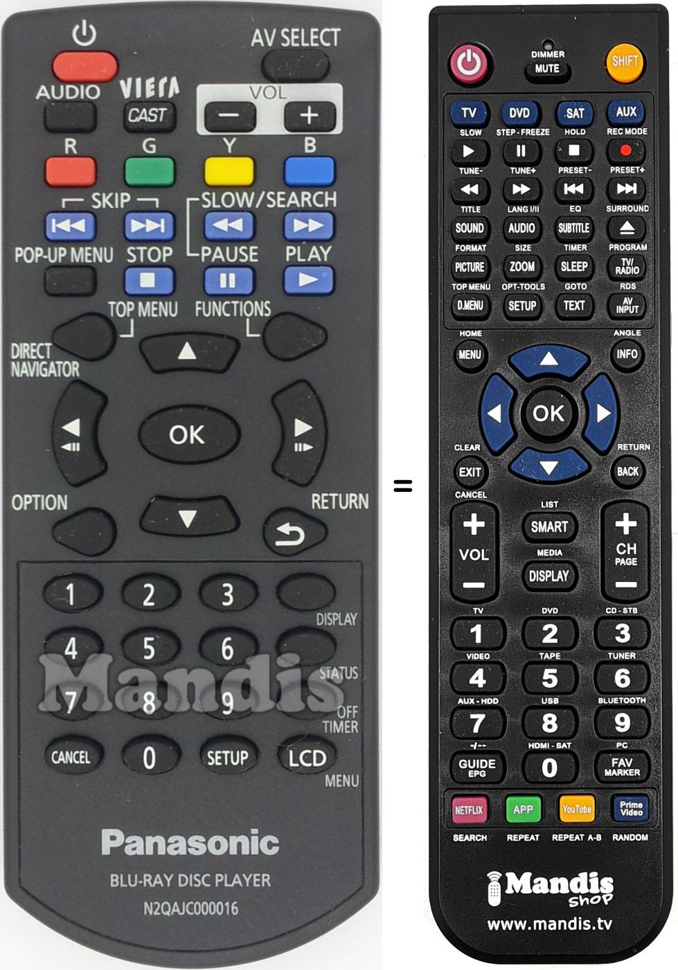 Télécommande équivalente N2QAJC000016