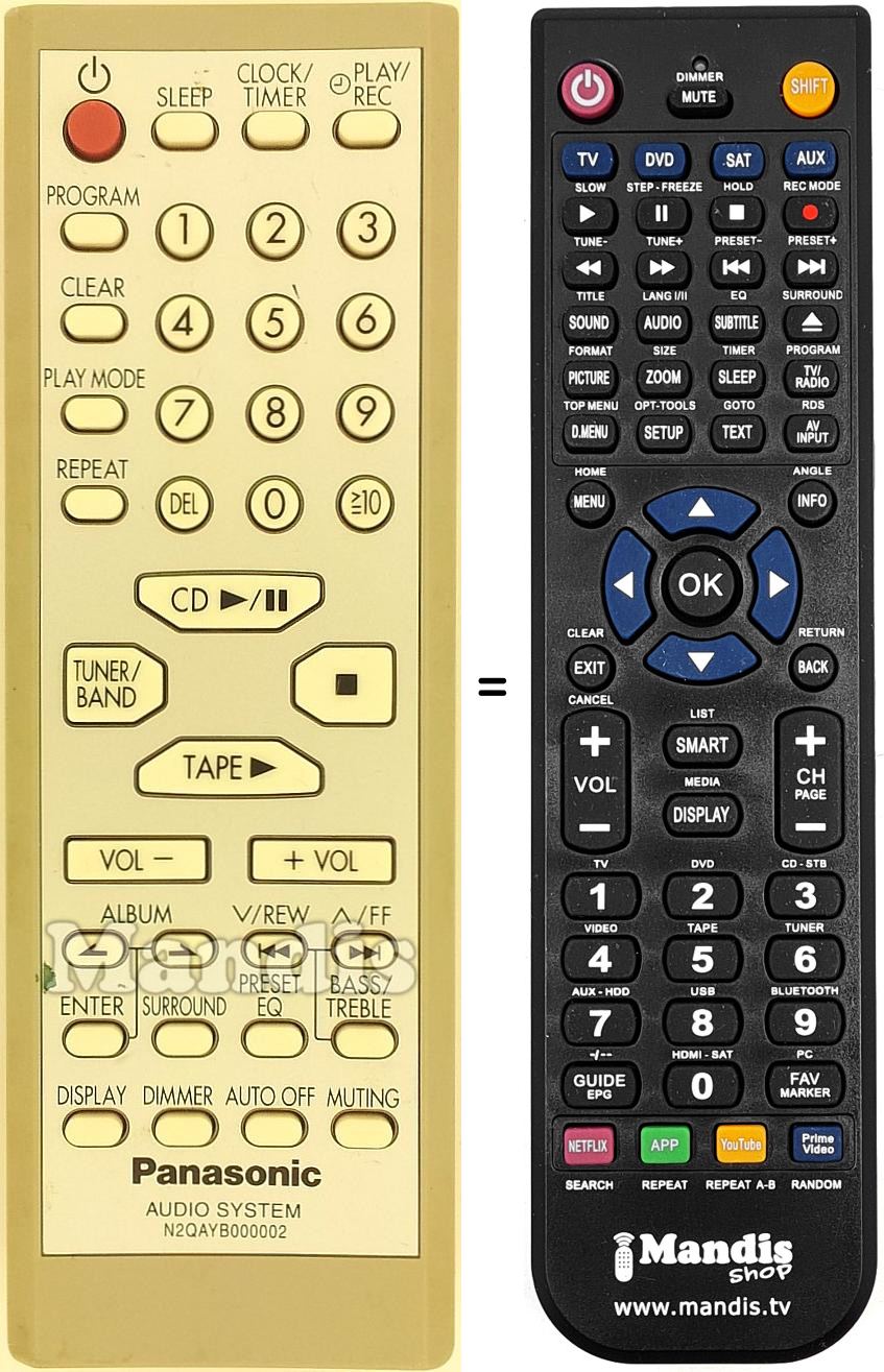 Mando a distancia equivalente N2QAYB000002