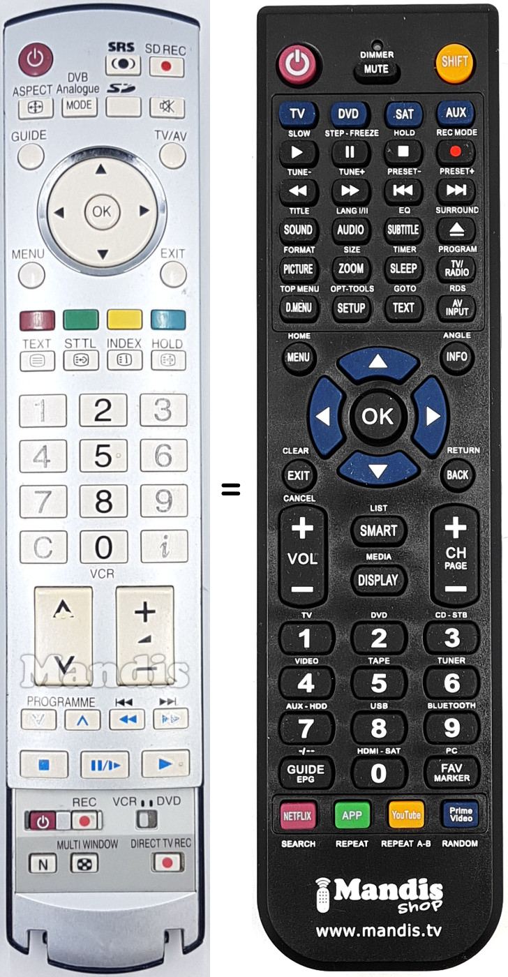 Mando a distancia equivalente Panasonic N2QAYB000050