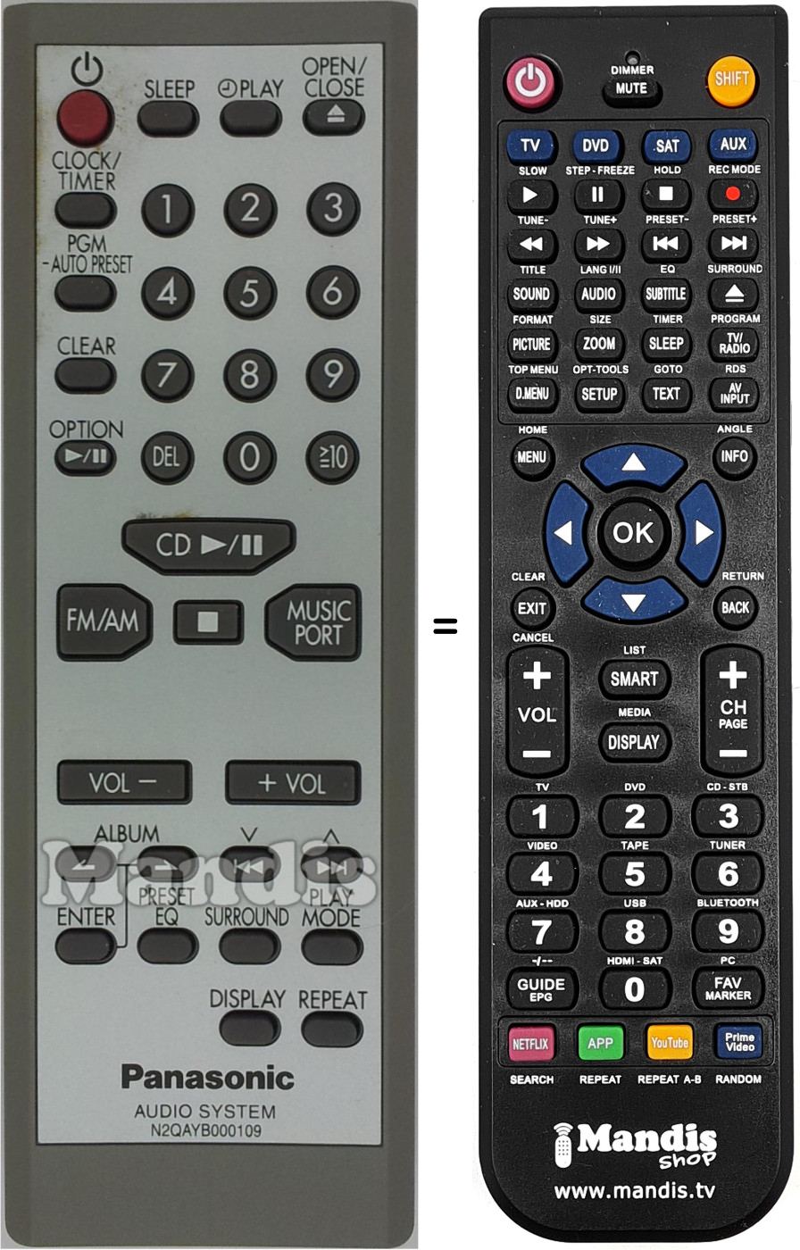Mando a distancia equivalente N2QAYB000109