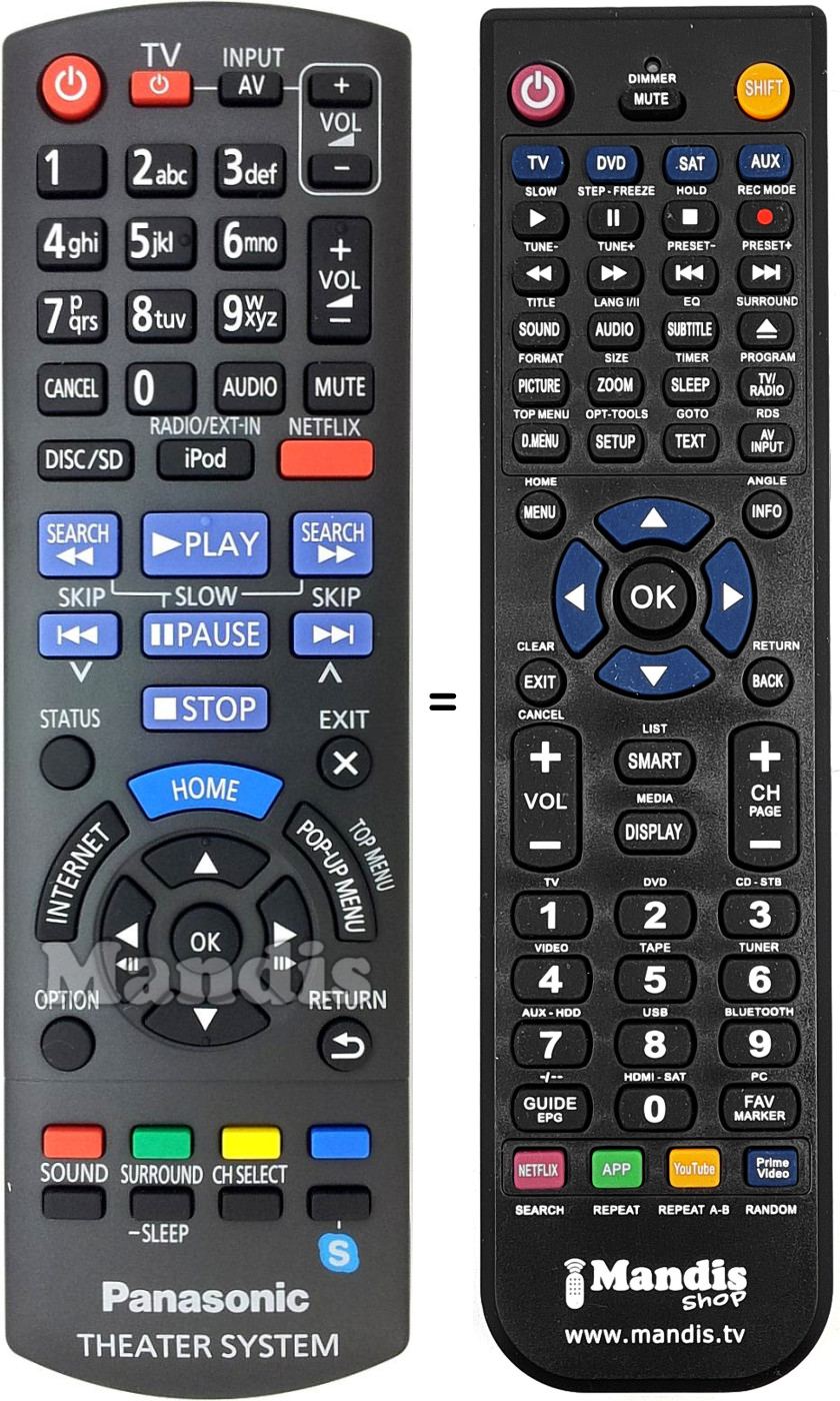 Mando a distancia equivalente Panasonic N2QAYB000728