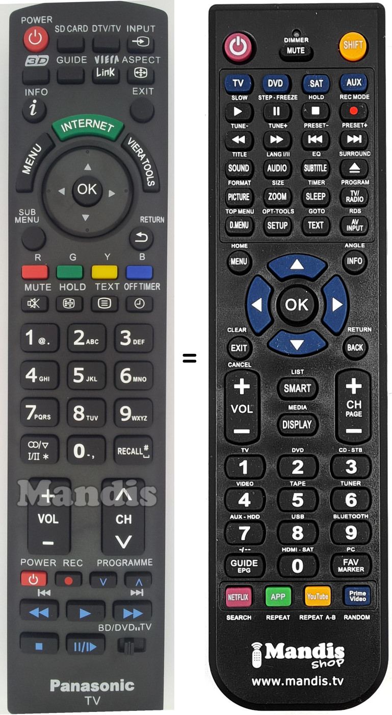 Télécommande équivalente N2QAYB00659