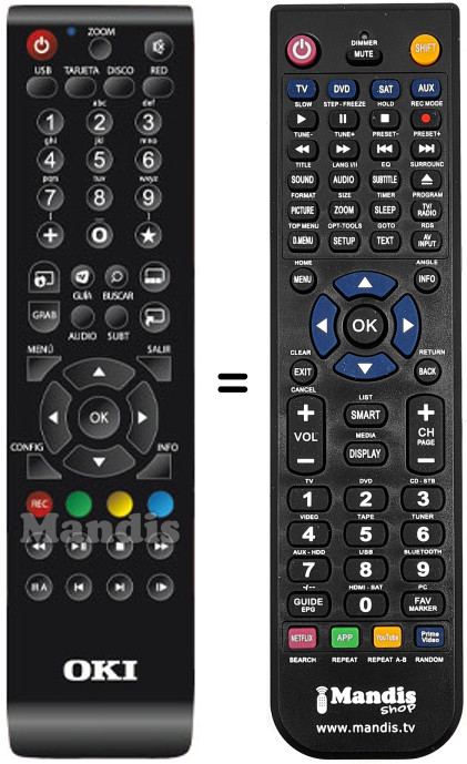Mando a distancia equivalente Oki Media Tank 1G