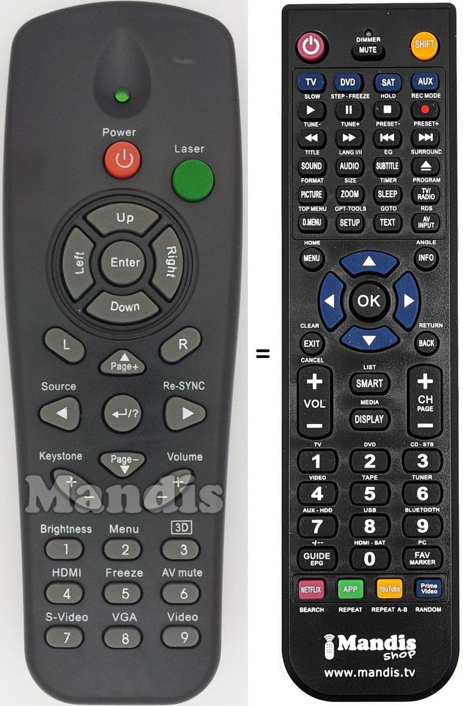 Télécommande équivalente Optoma007