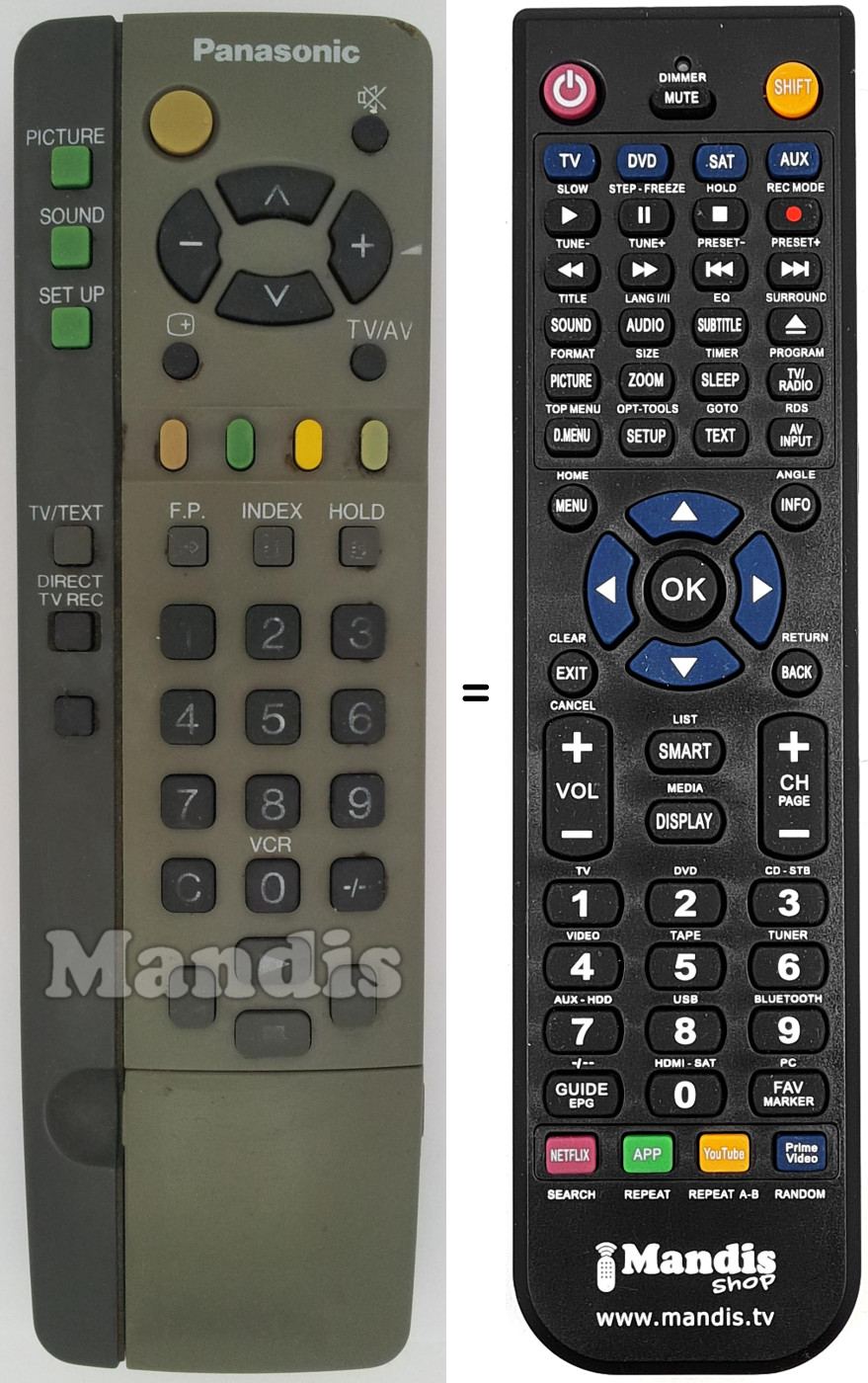 Télécommande équivalente Panasonic EUR 511200