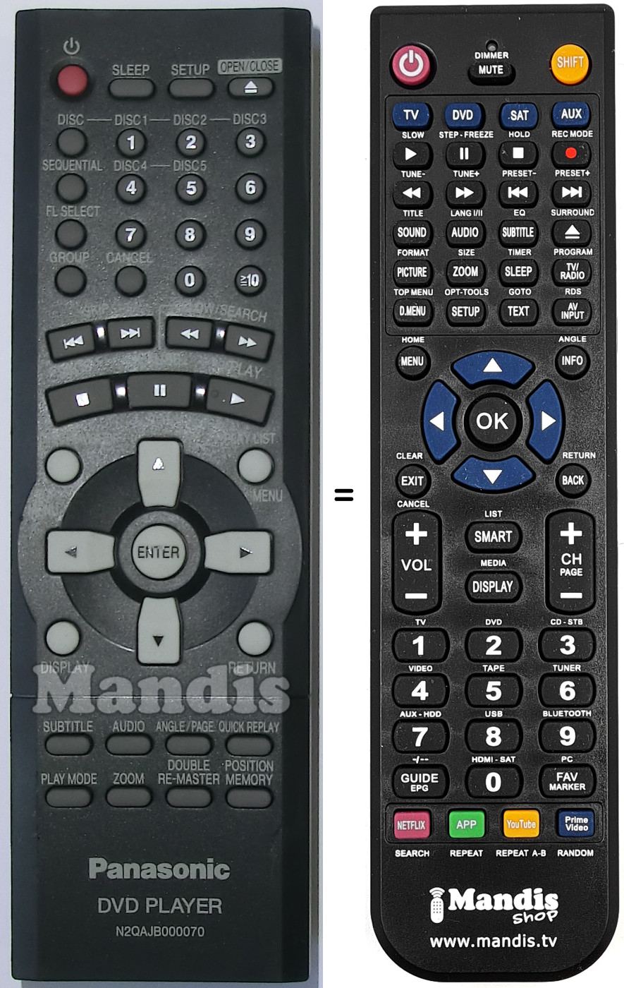 Télécommande équivalente N2QAJB000070