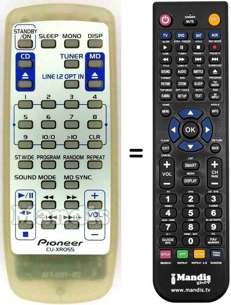 Mando a distancia equivalente Pioneer CU-XR055