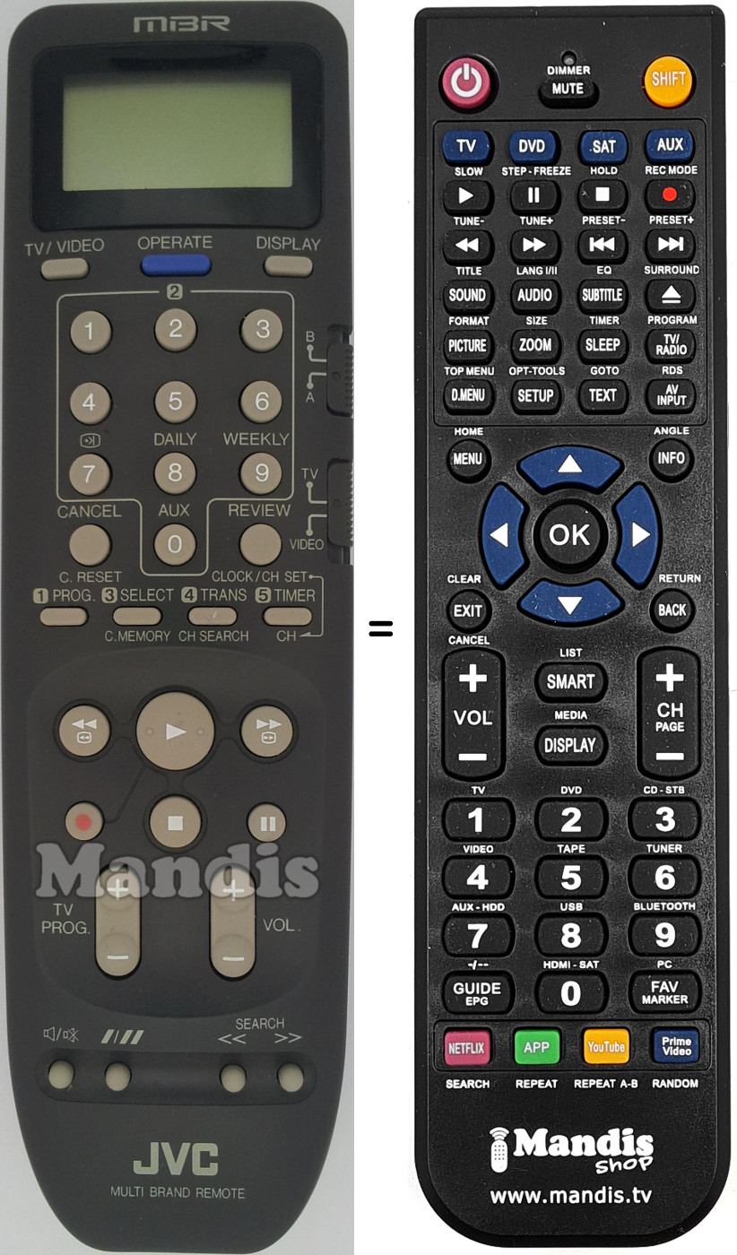 Télécommande équivalente JVC PQ 11534