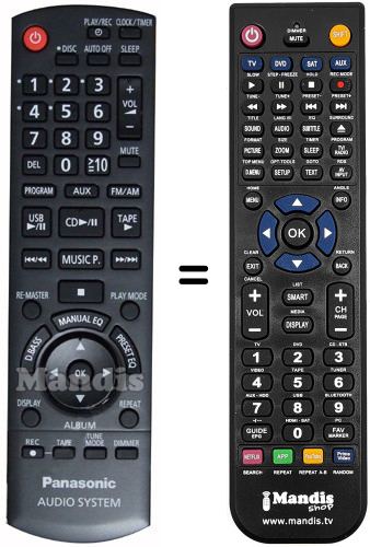 Télécommande équivalente Panasonic N2QAYB000387
