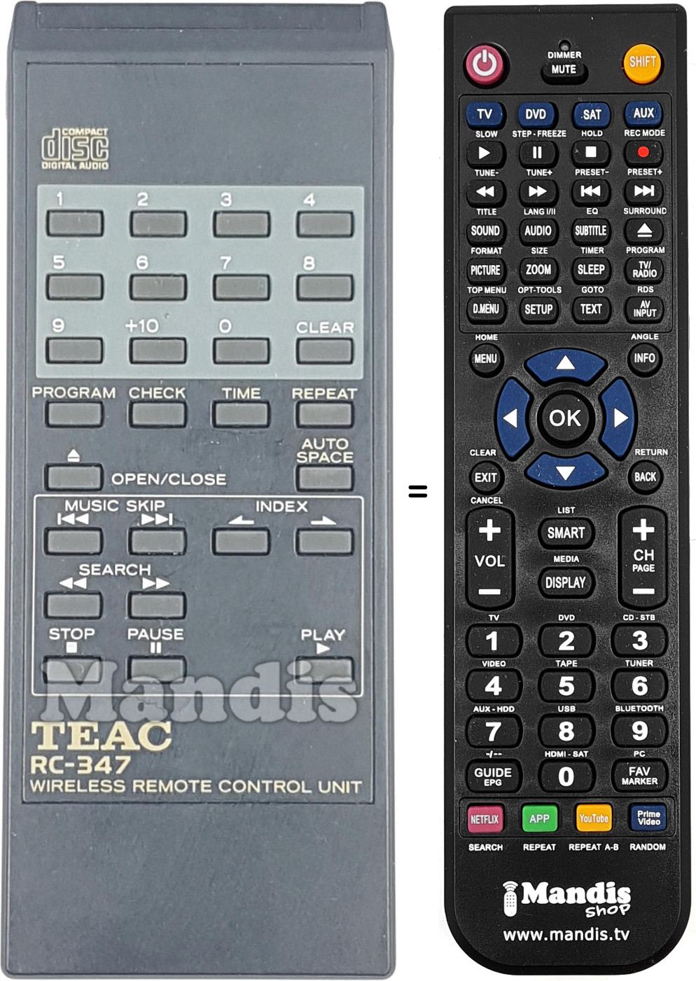 Télécommande équivalente RC-347