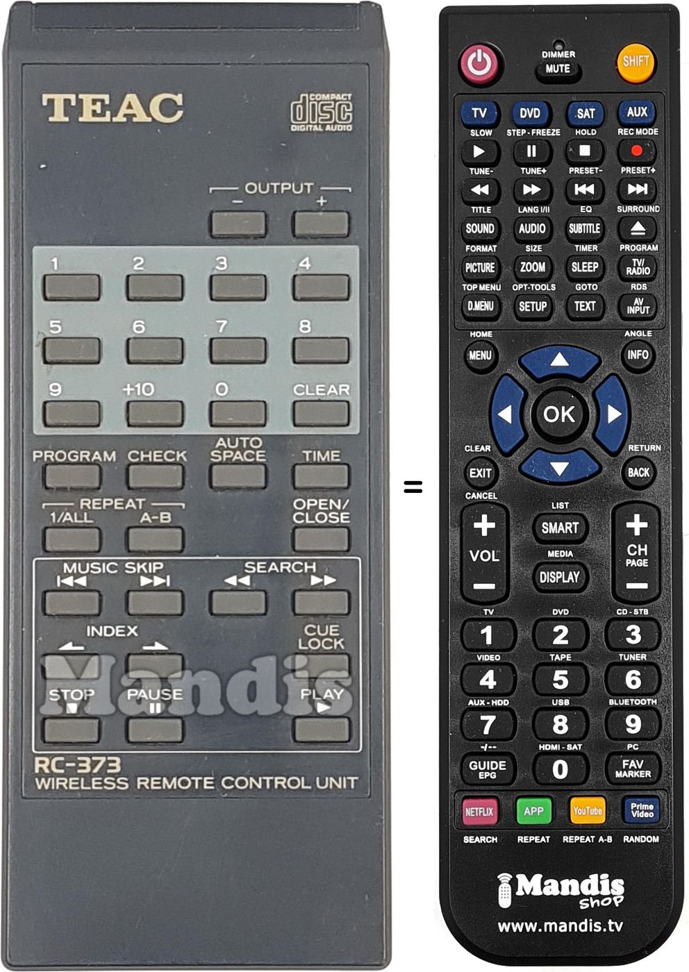 Télécommande équivalente RC-373