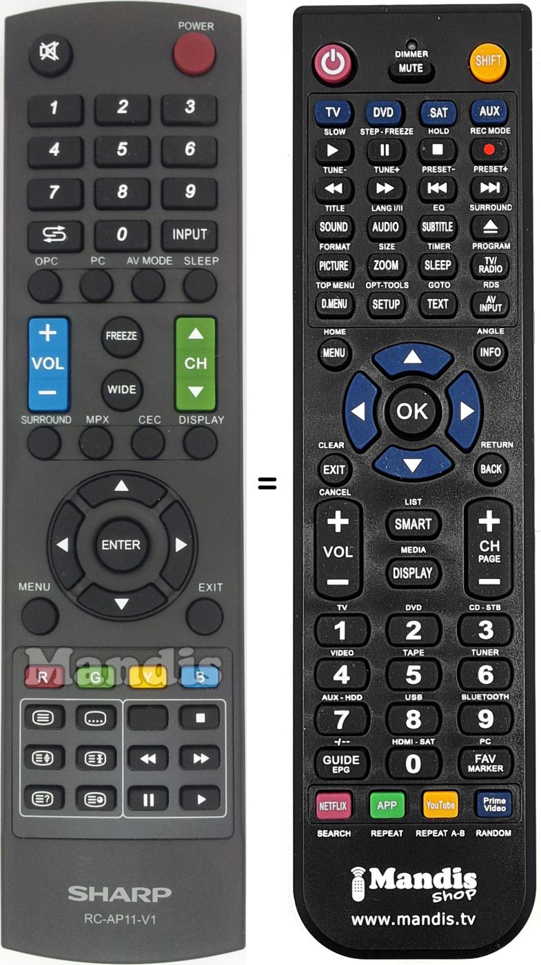 Télécommande équivalente RC-AP11-V1