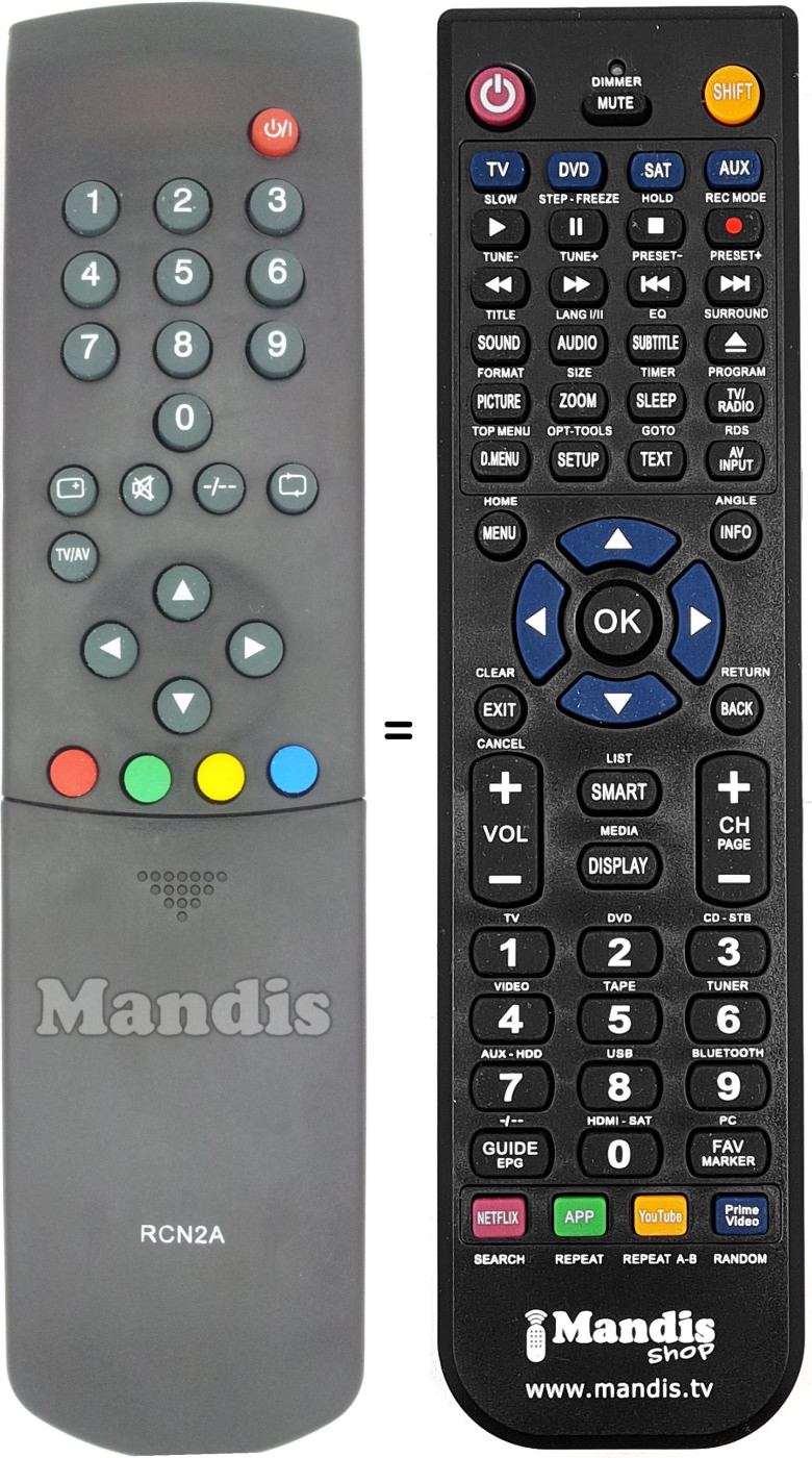 Mando a distancia equivalente Grundig RC-N2A