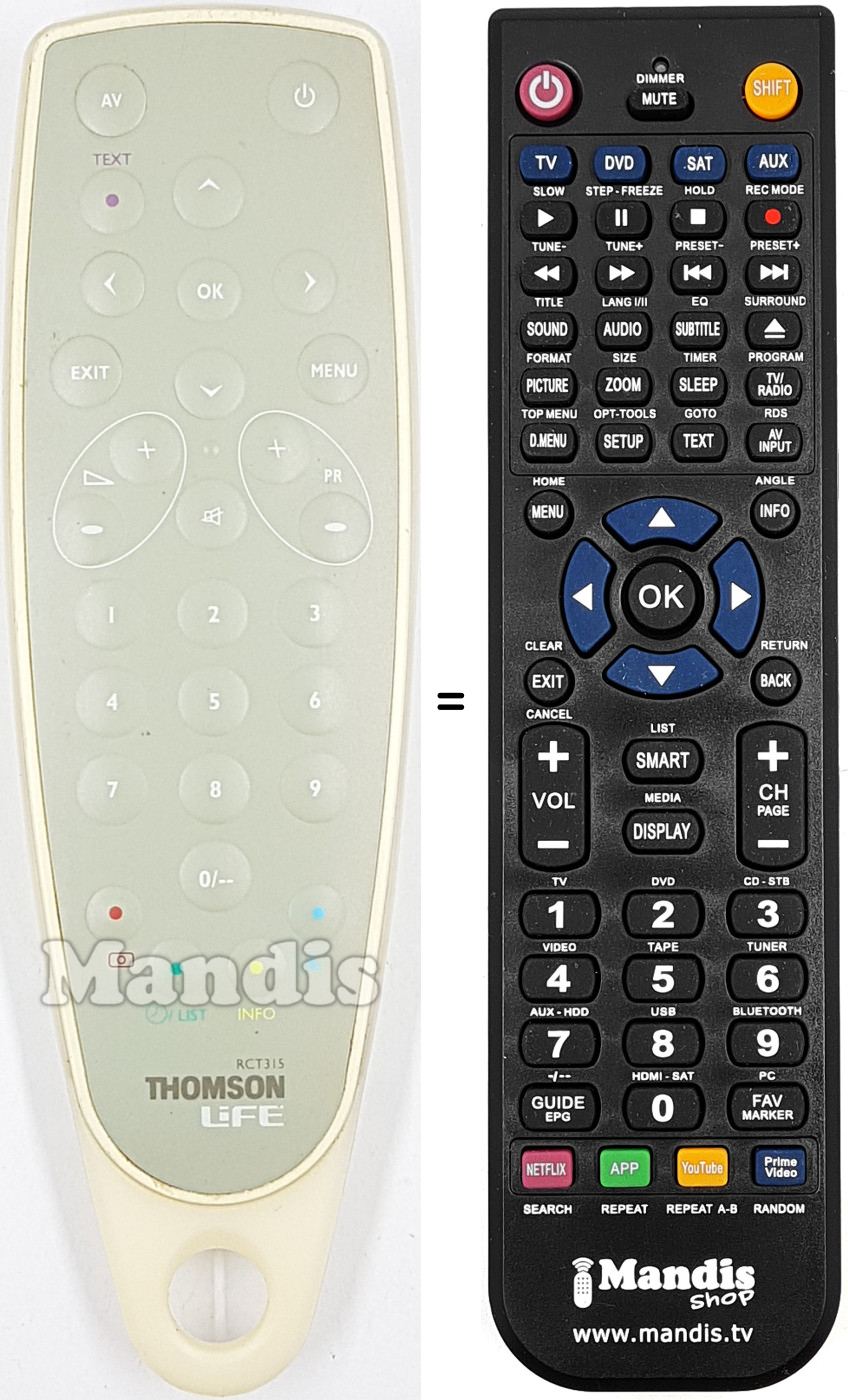 Mando a distancia equivalente RCT 315