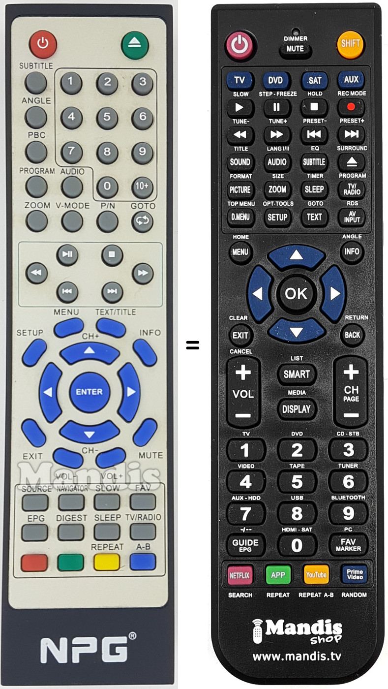 Télécommande équivalente REMCON1644