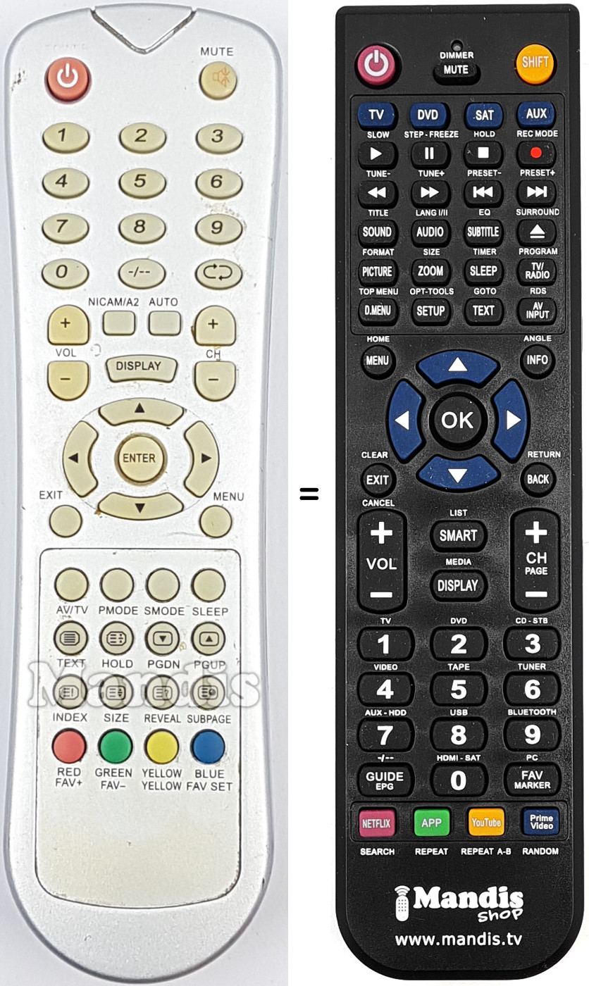 Télécommande équivalente REMCON1990
